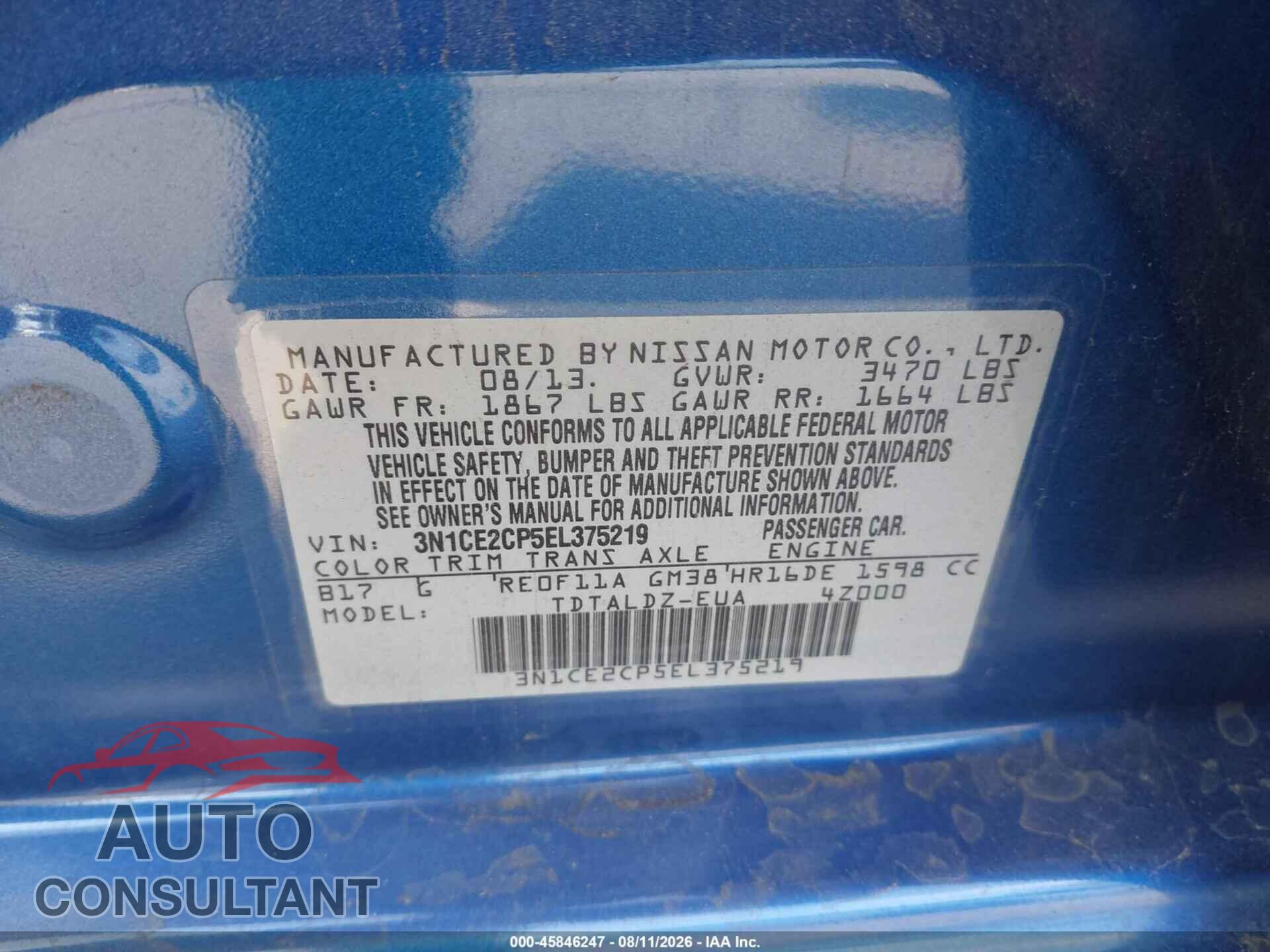 NISSAN VERSA NOTE 2014 - 3N1CE2CP5EL375219