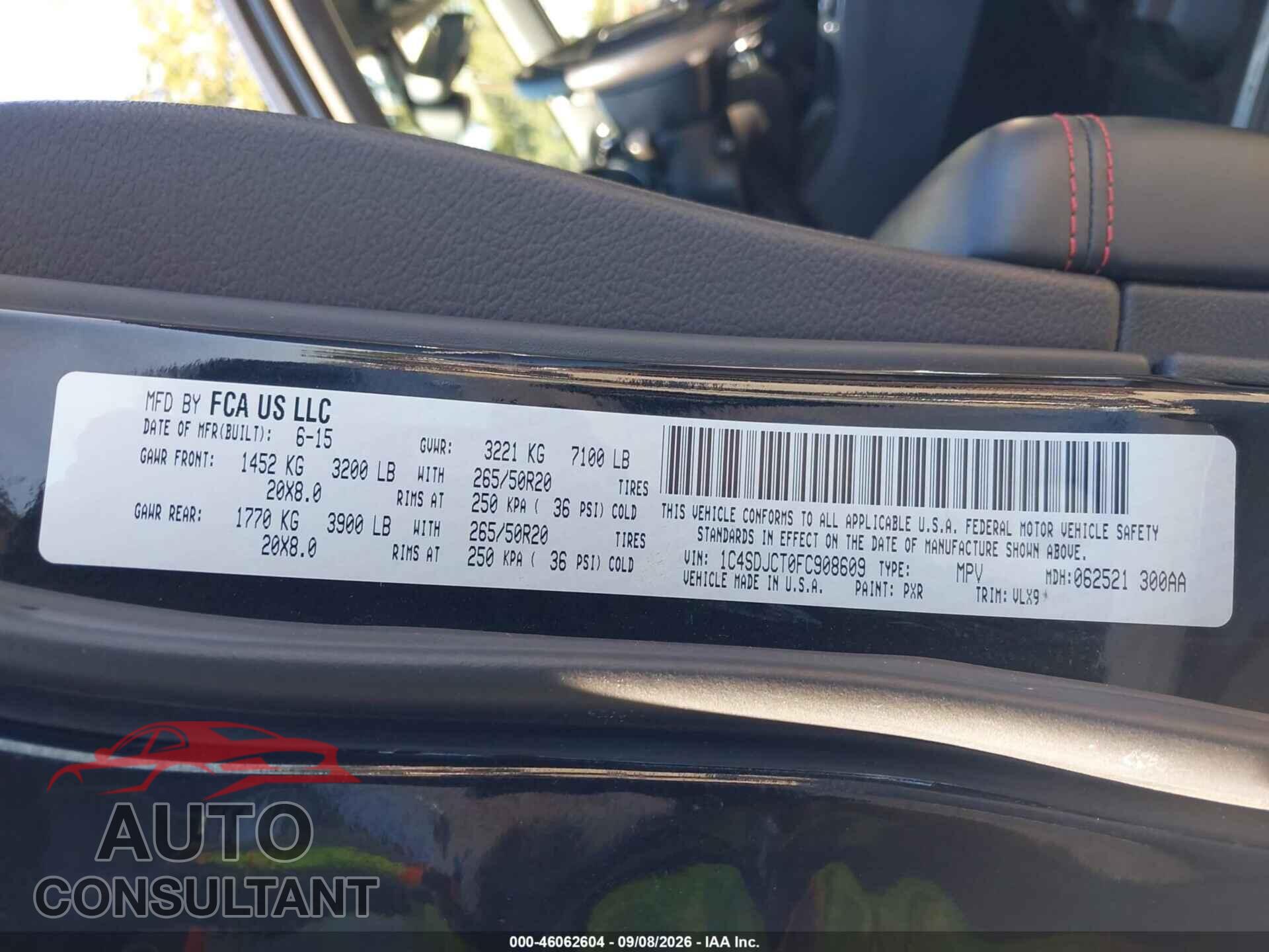 DODGE DURANGO 2015 - 1C4SDJCT0FC908609