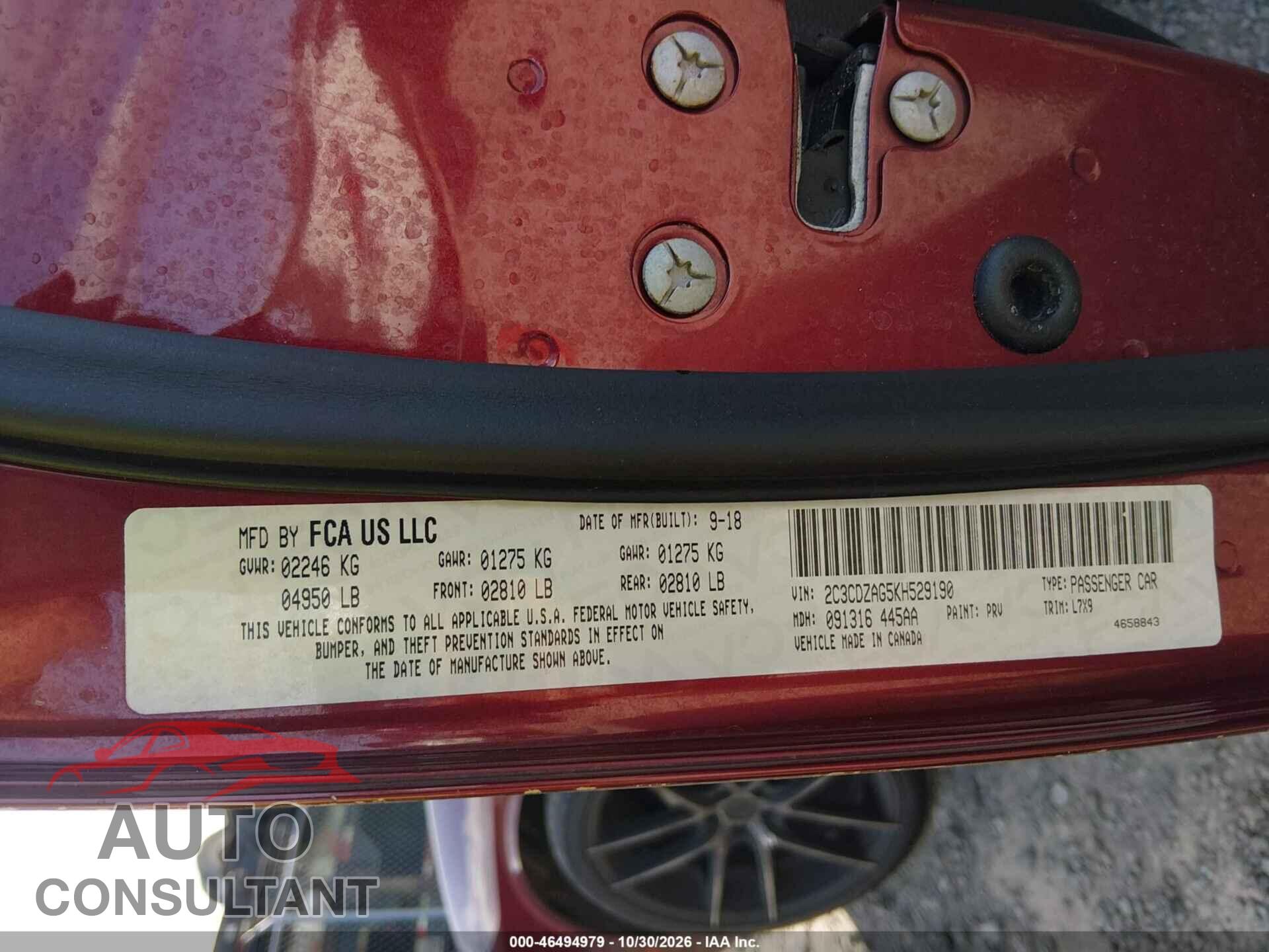 DODGE CHALLENGER 2019 - 2C3CDZAG5KH529190