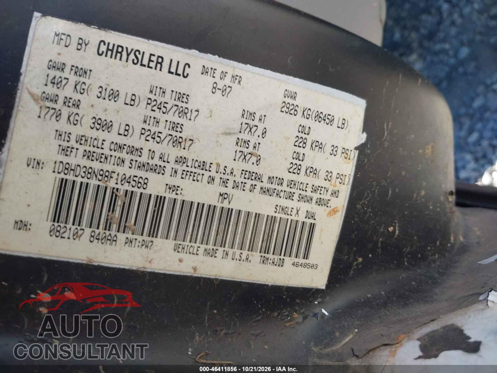 DODGE DURANGO 2009 - 1D8HB48P89F710099