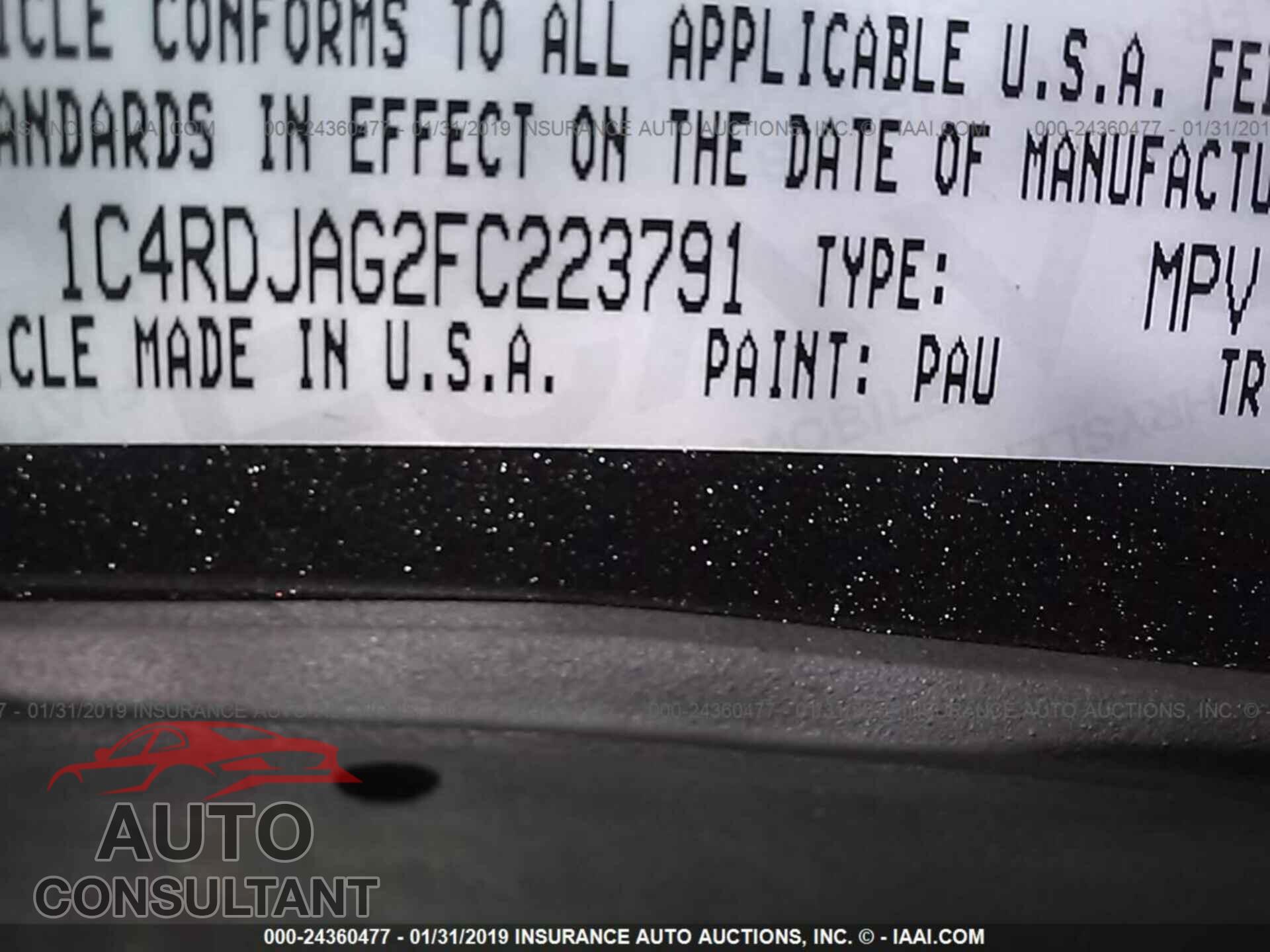 DODGE DURANGO 2015 - 1C4RDJAG2FC223791