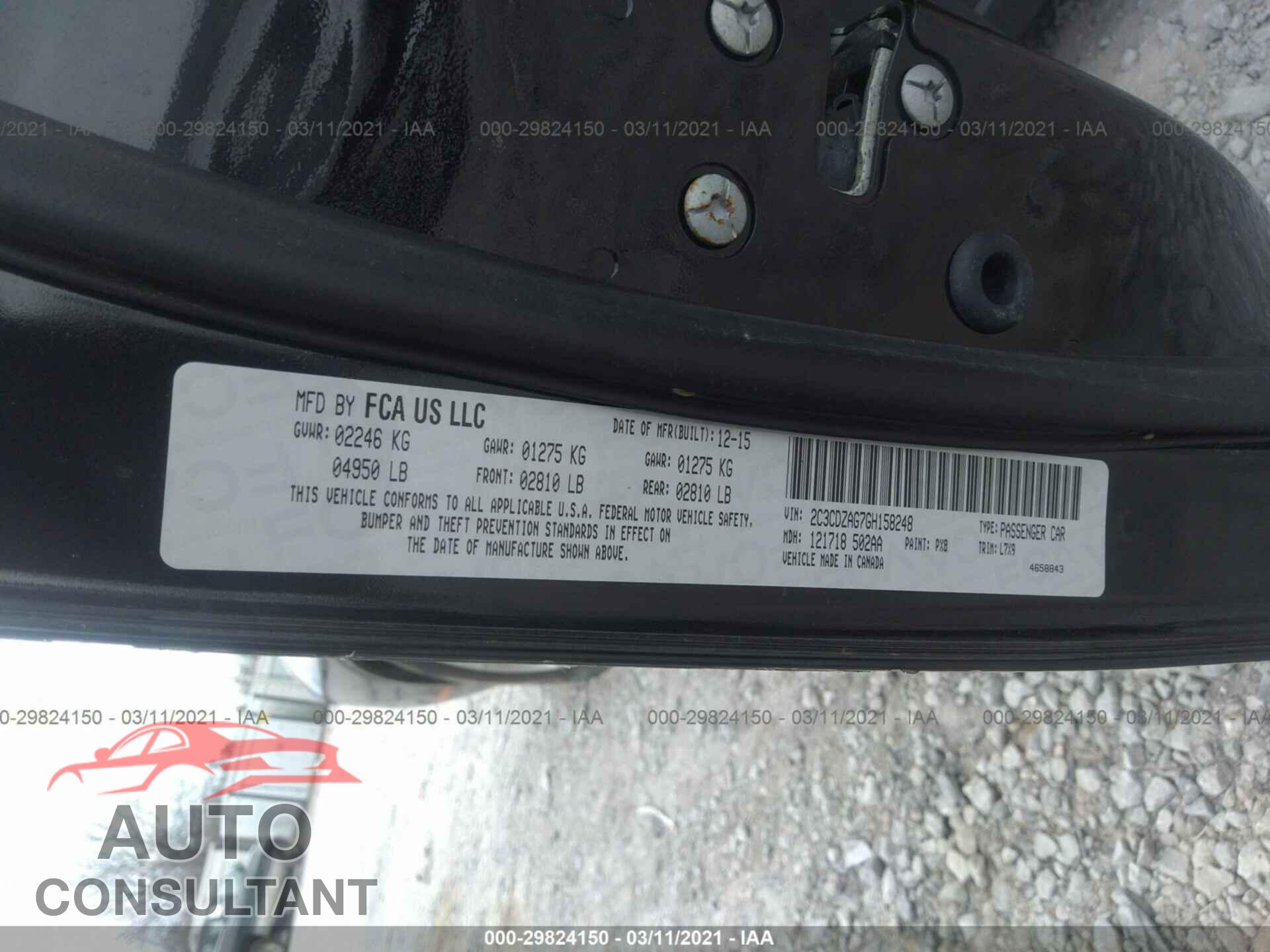 DODGE CHALLENGER 2016 - 2C3CDZAG7GH158248