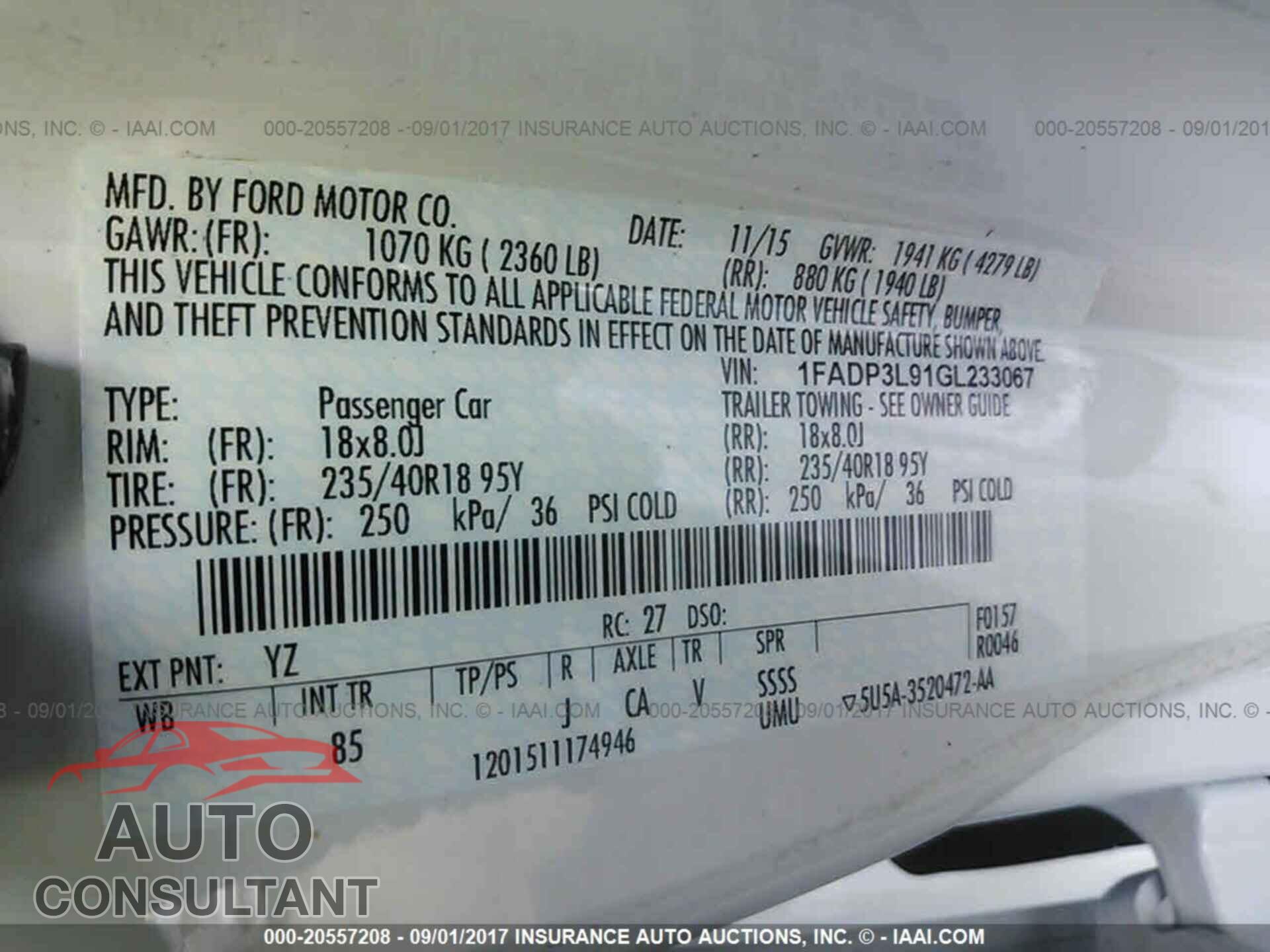 Ford Focus 2016 - 1FADP3L91GL233067