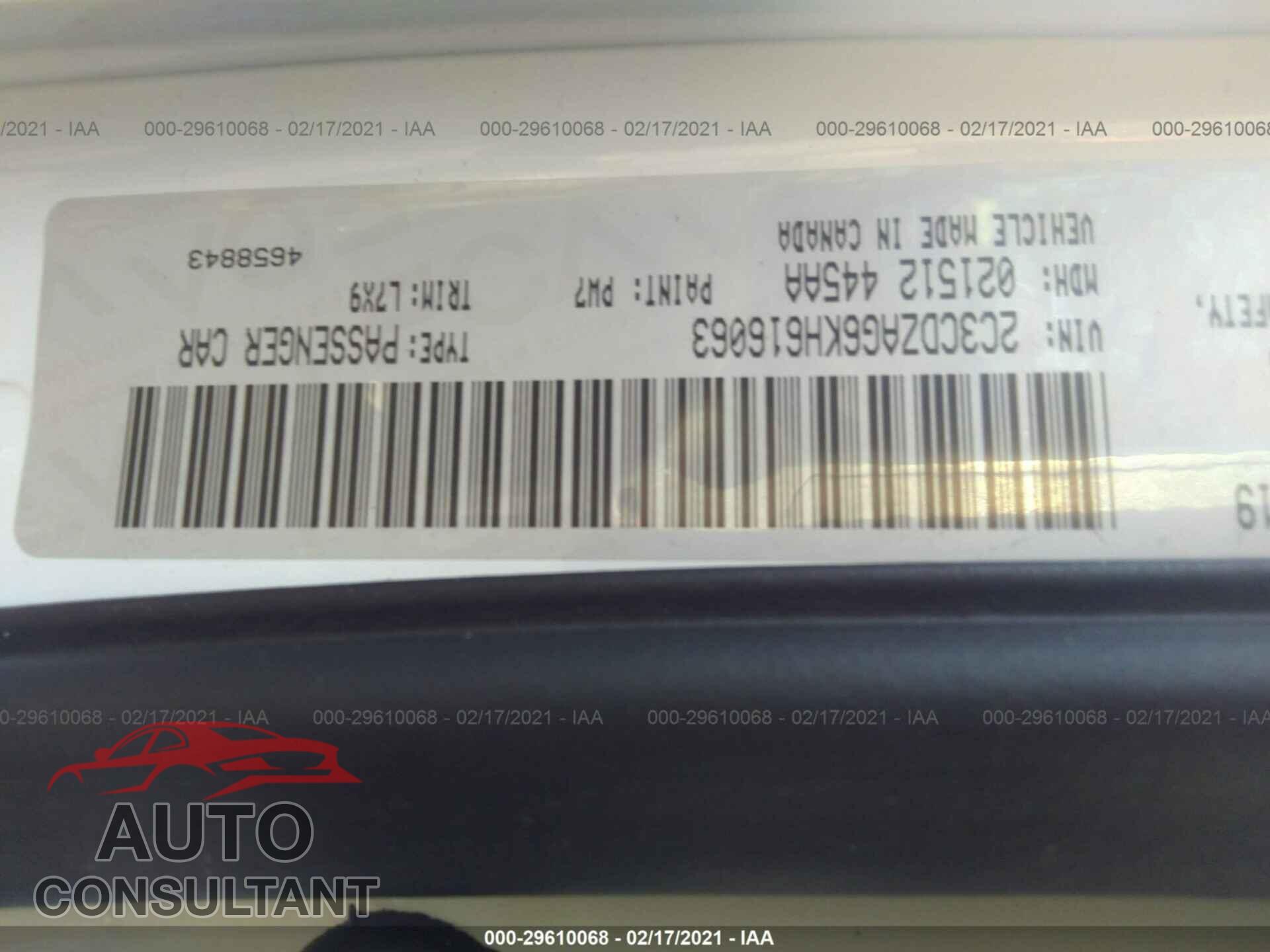 DODGE CHALLENGER 2019 - 2C3CDZAG6KH616063