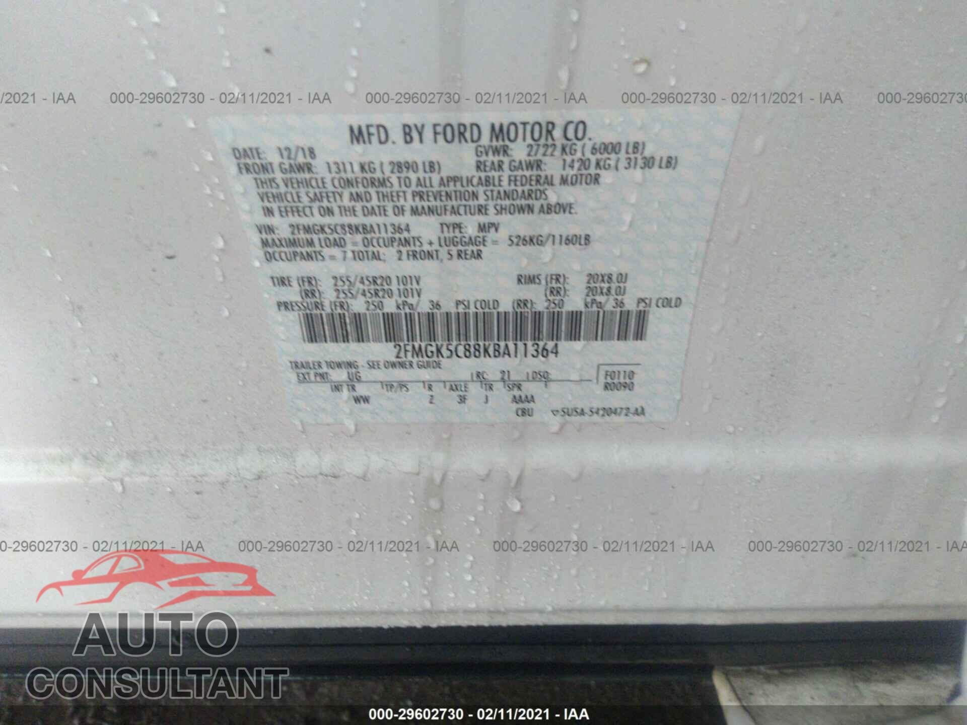 FORD FLEX 2019 - 2FMGK5C88KBA11364