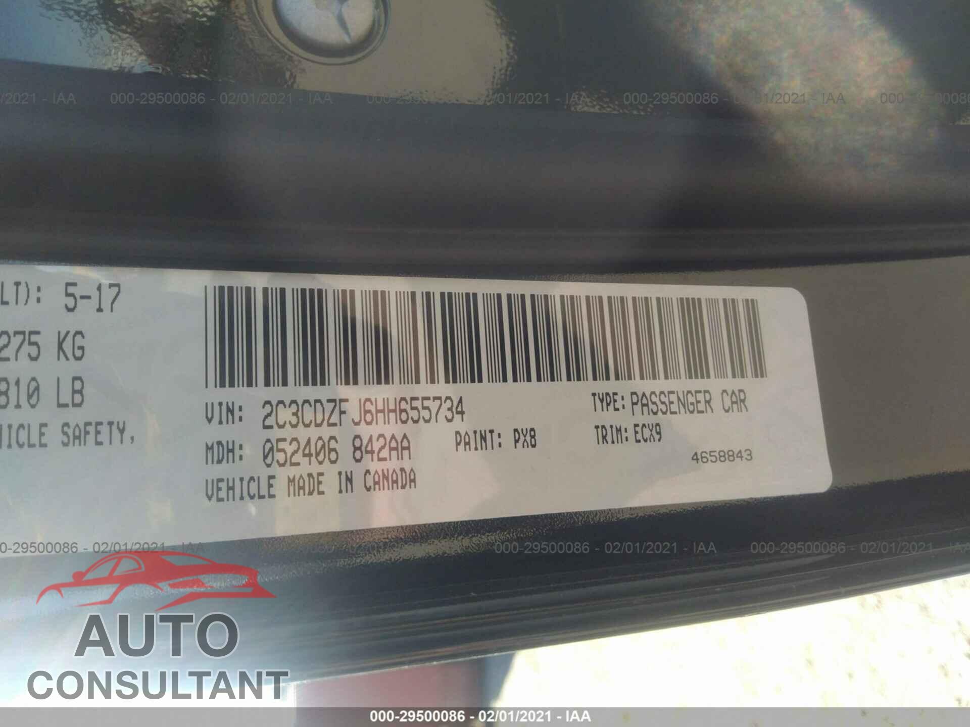 DODGE CHALLENGER 2017 - 2C3CDZFJ6HH655734