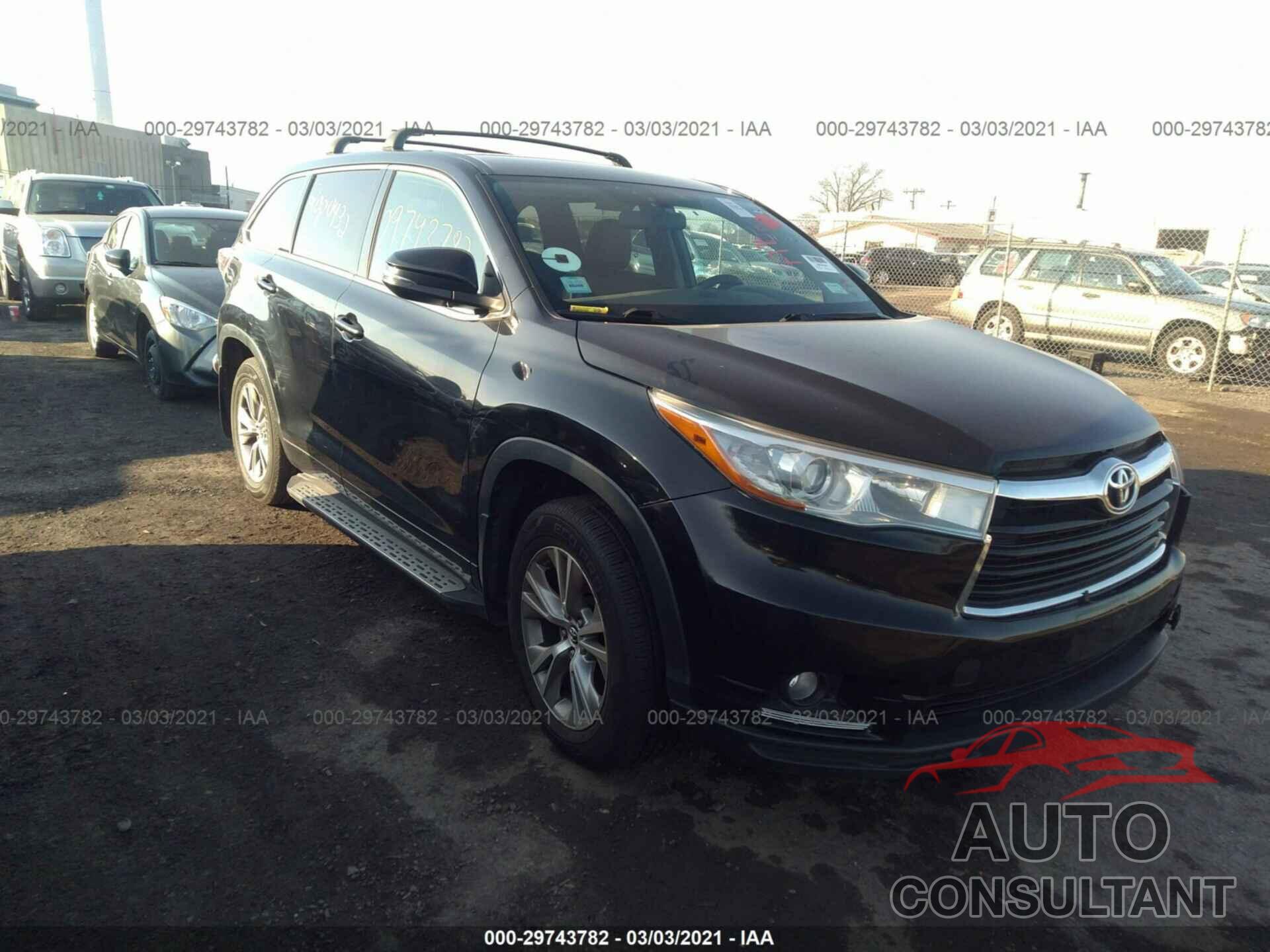 TOYOTA HIGHLANDER 2016 - 5TDBKRFH7GS238892