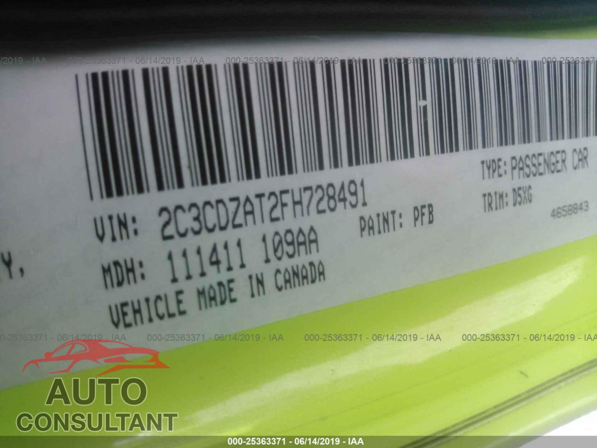 DODGE CHALLENGER 2015 - 2C3CDZAT2FH728491