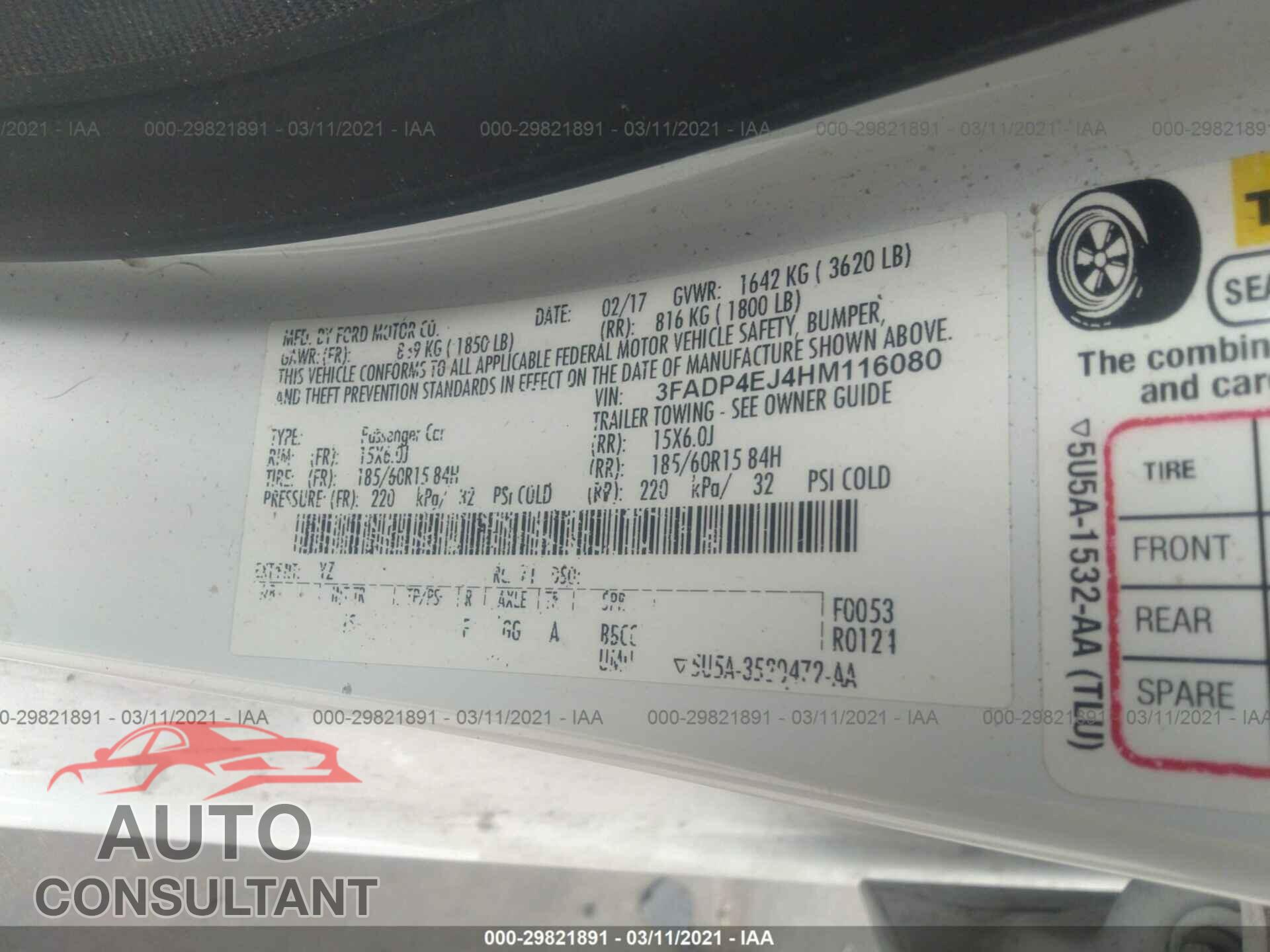 FORD FIESTA 2017 - 3FADP4EJ4HM116080