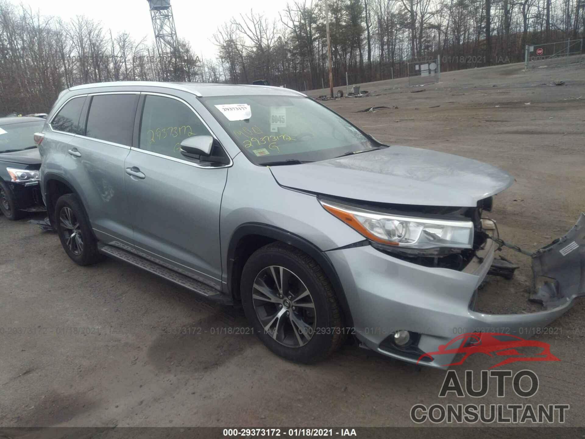 TOYOTA HIGHLANDER 2016 - 5TDJKRFH0GS278565