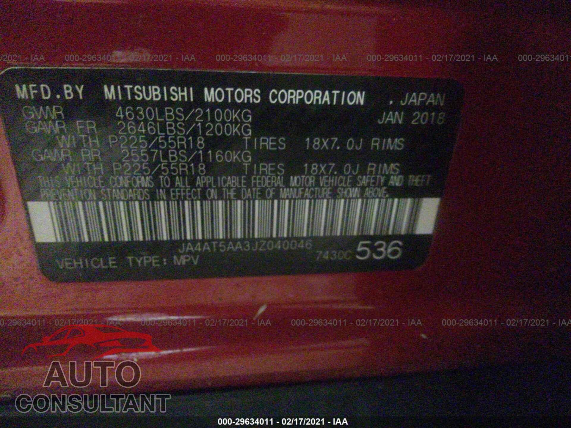 MITSUBISHI ECLIPSE CROSS 2018 - JA4AT5AA3JZ040046