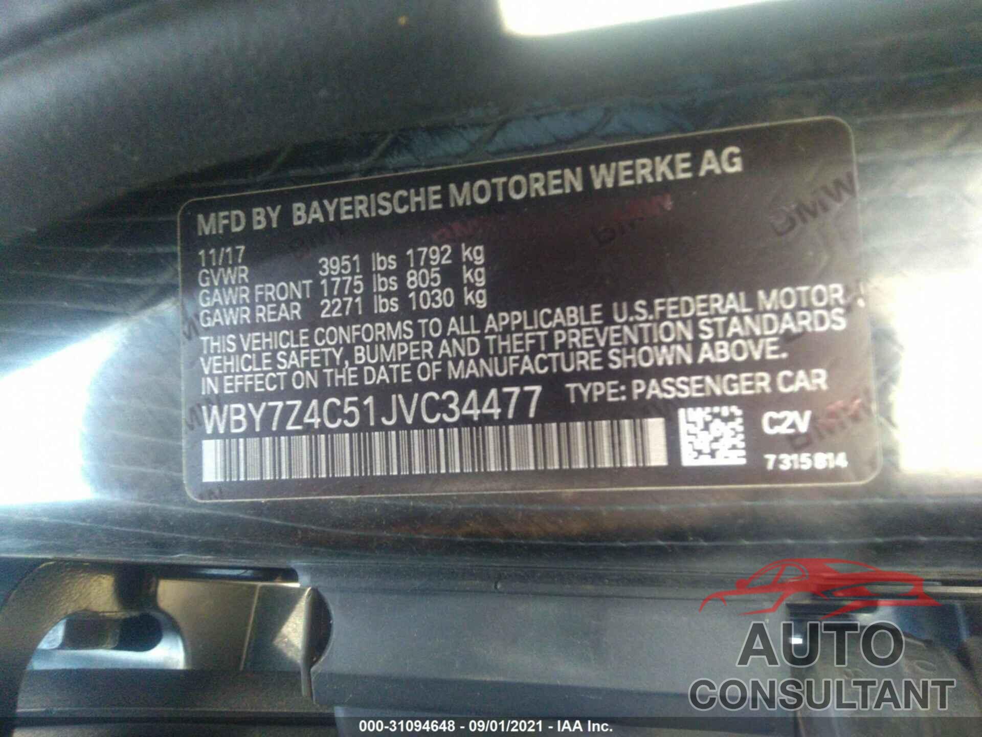 BMW I3 2018 - WBY7Z4C51JVC34477