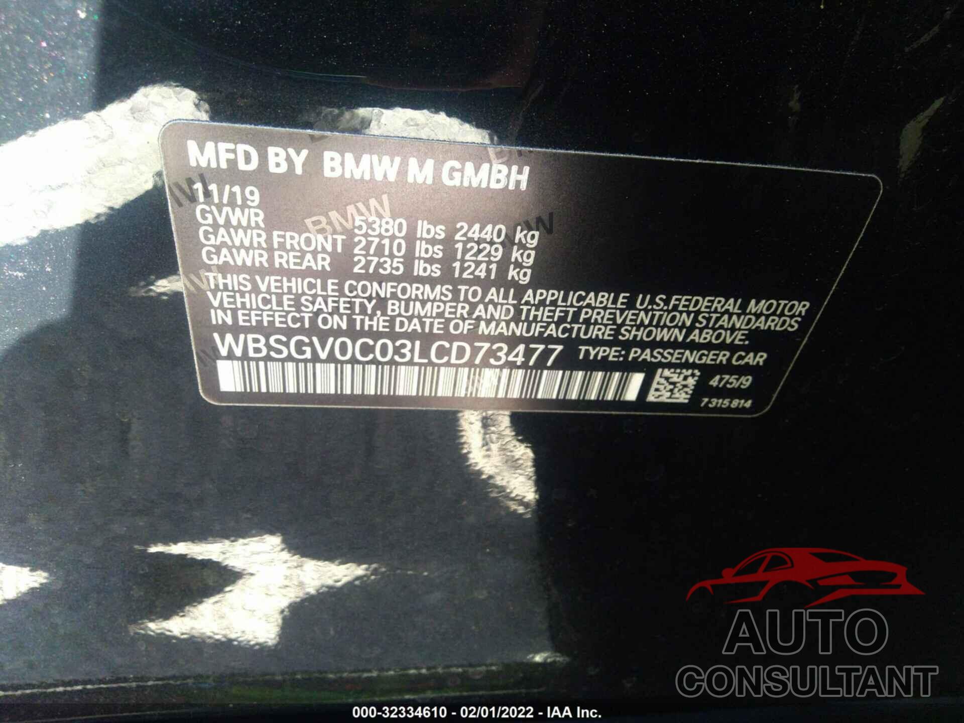 BMW M8 2020 - WBSGV0C03LCD73477