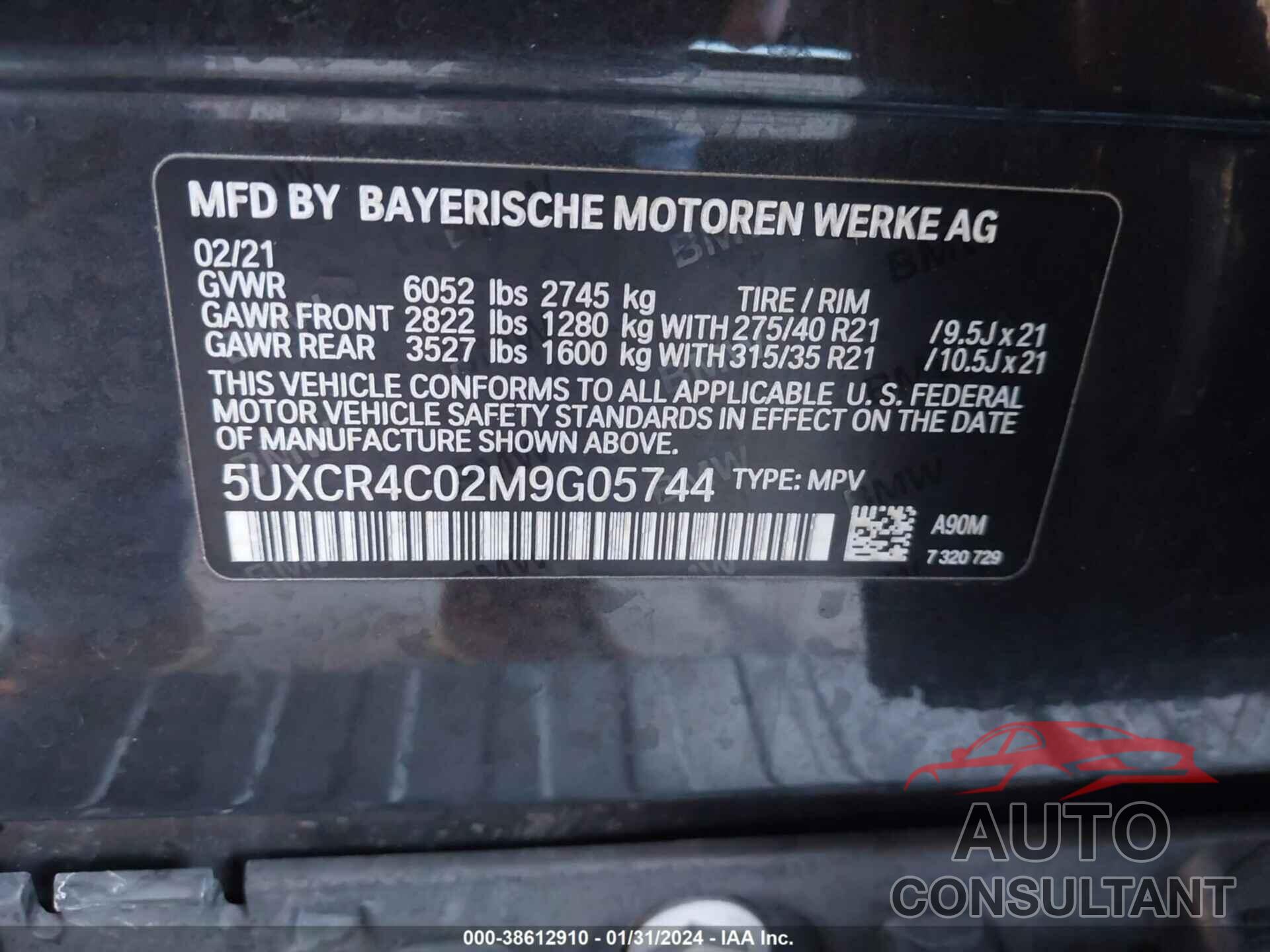 BMW X5 2021 - 5UXCR4C02M9G05744