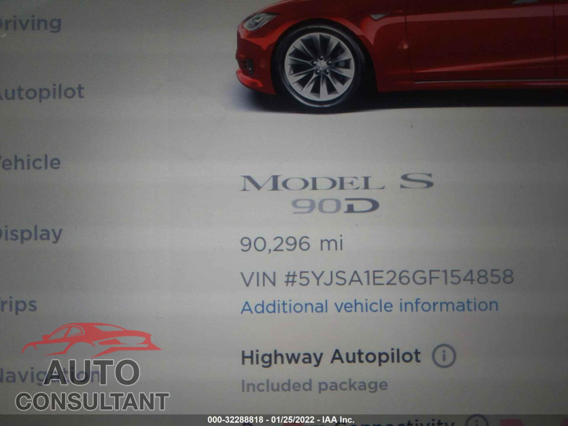 TESLA MODEL S 2016 - 5YJSA1E26GF154858