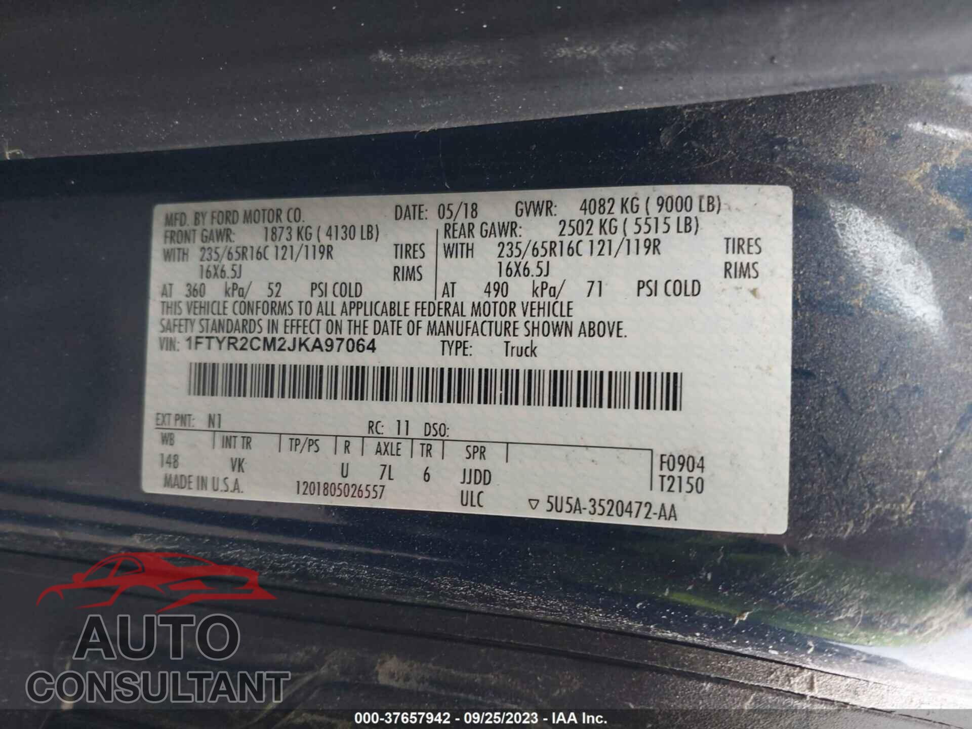 FORD TRANSIT-250 2018 - 1FTYR2CM2JKA97064