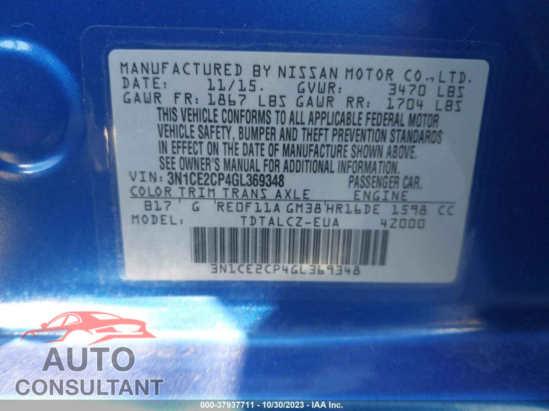 NISSAN VERSA NOTE 2016 - 3N1CE2CP4GL369348