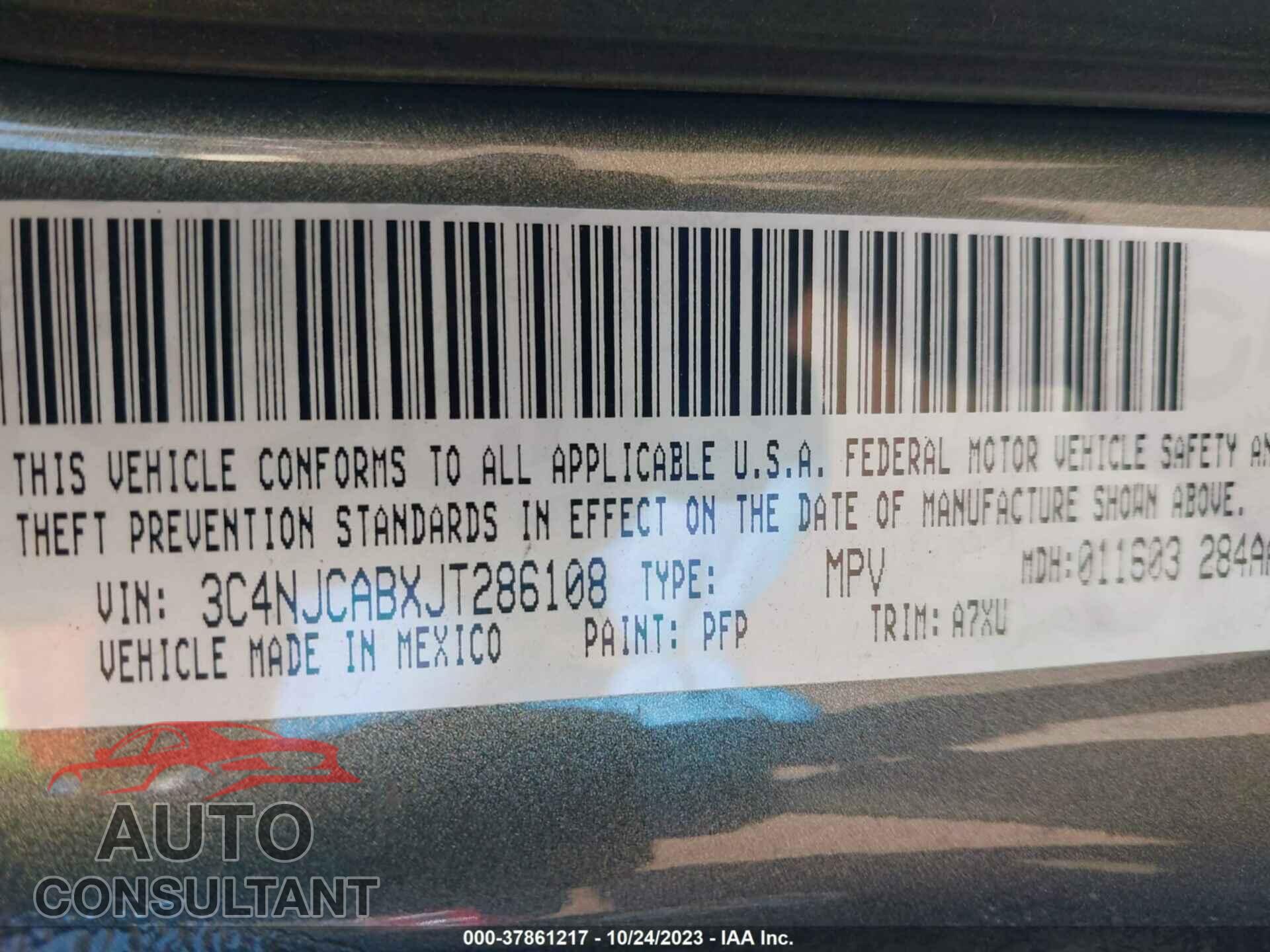 JEEP COMPASS 2018 - 3C4NJCABXJT286108
