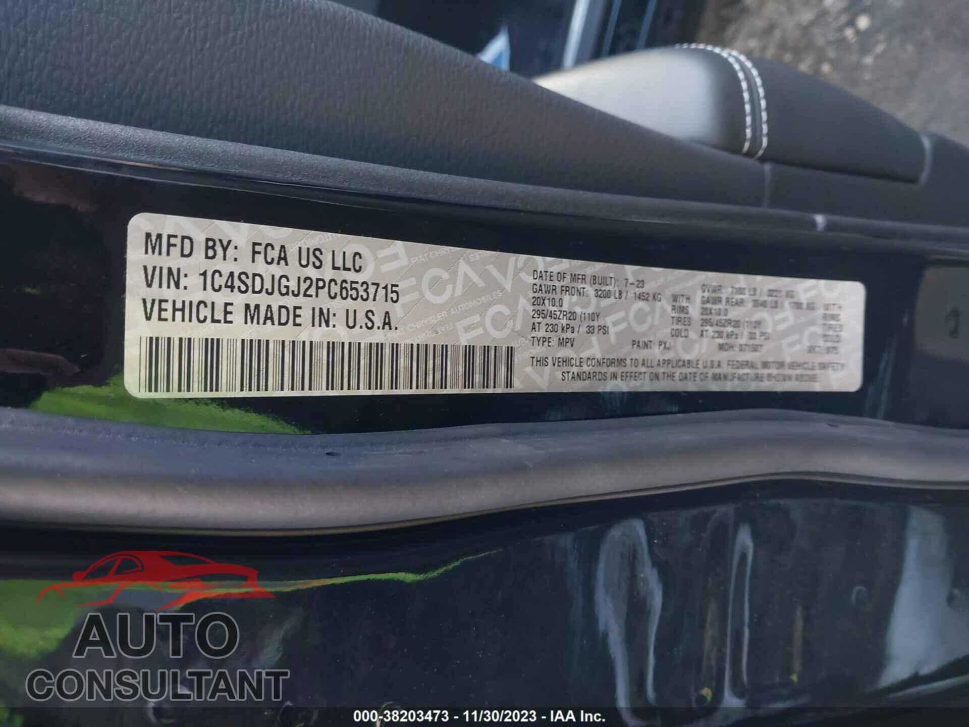 DODGE DURANGO 2023 - 1C4SDJGJ2PC653715