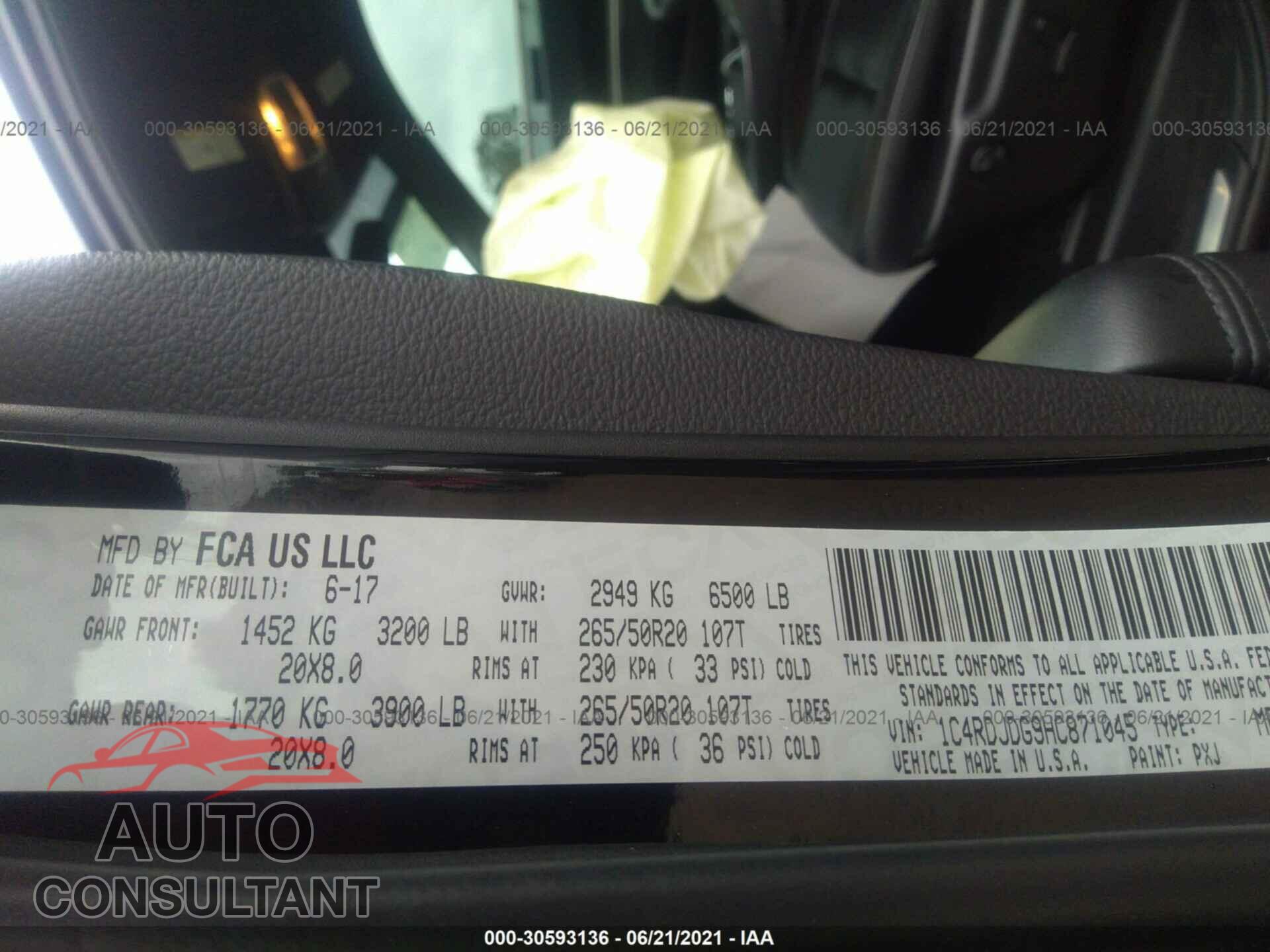 DODGE DURANGO 2017 - 1C4RDJDG9HC871045