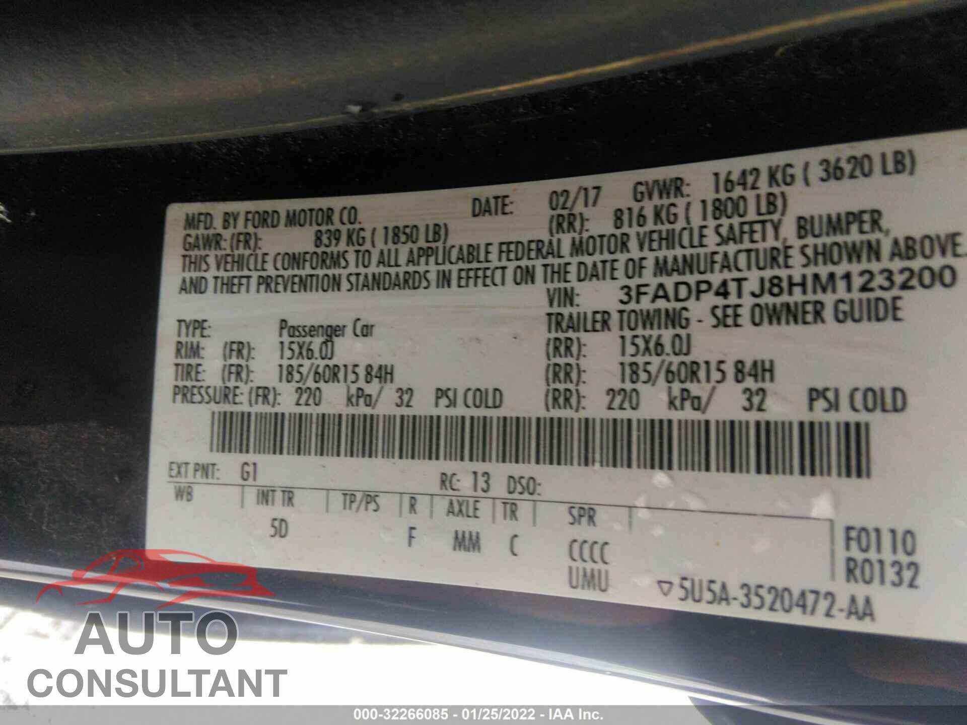 FORD FIESTA 2017 - 3FADP4TJ8HM123200