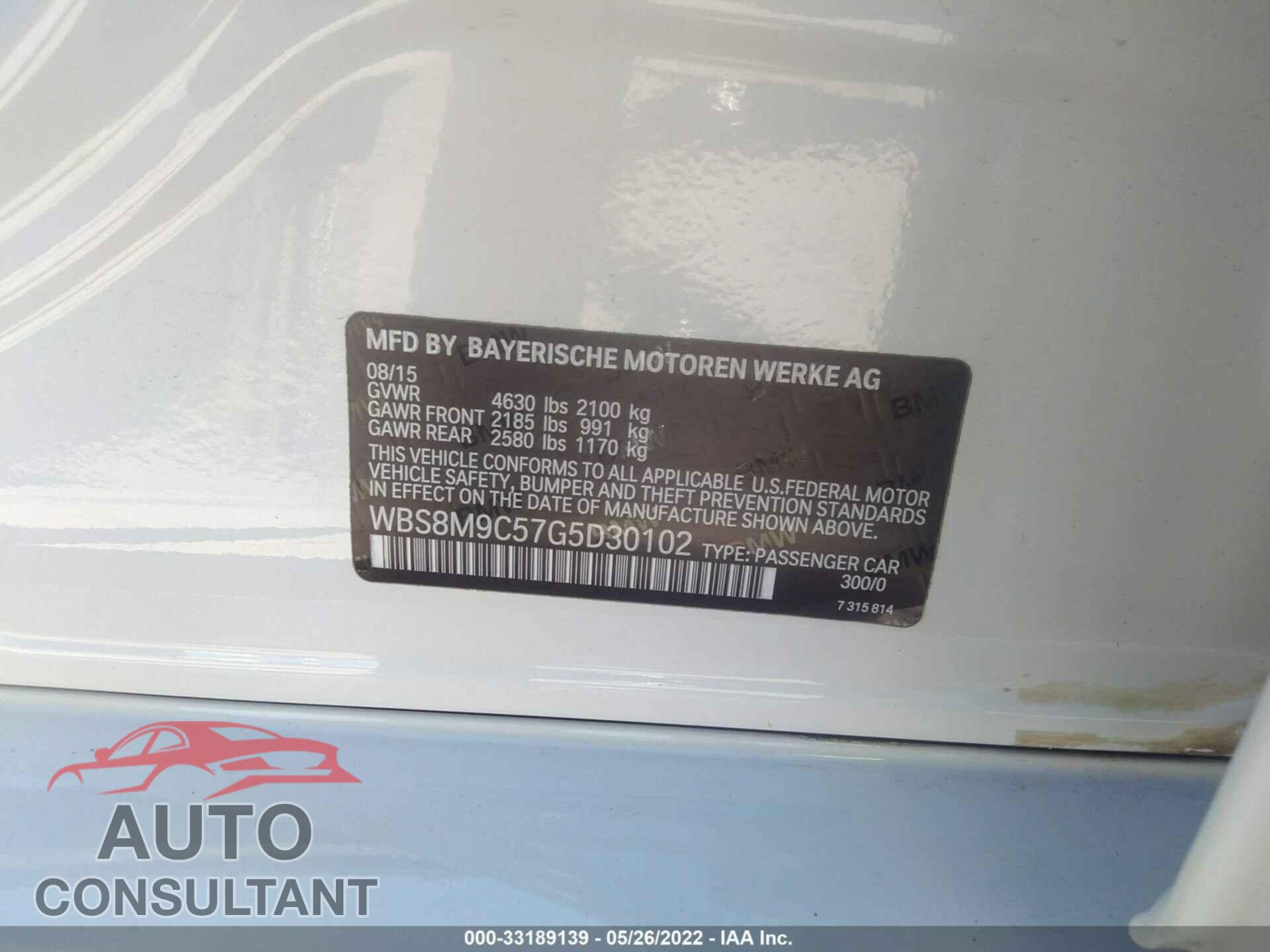 BMW M3 2016 - WBS8M9C57G5D30102