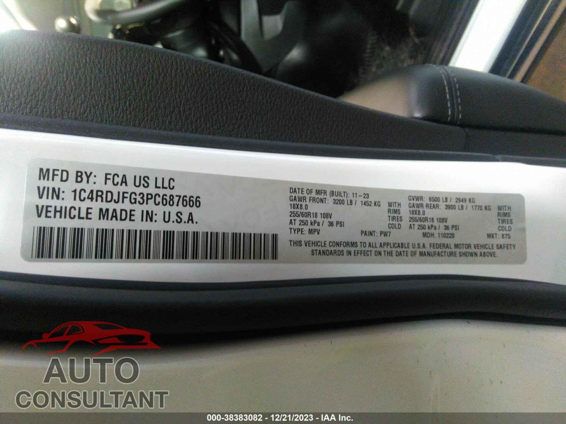 DODGE DURANGO 2023 - 1C4RDJFG3PC687666