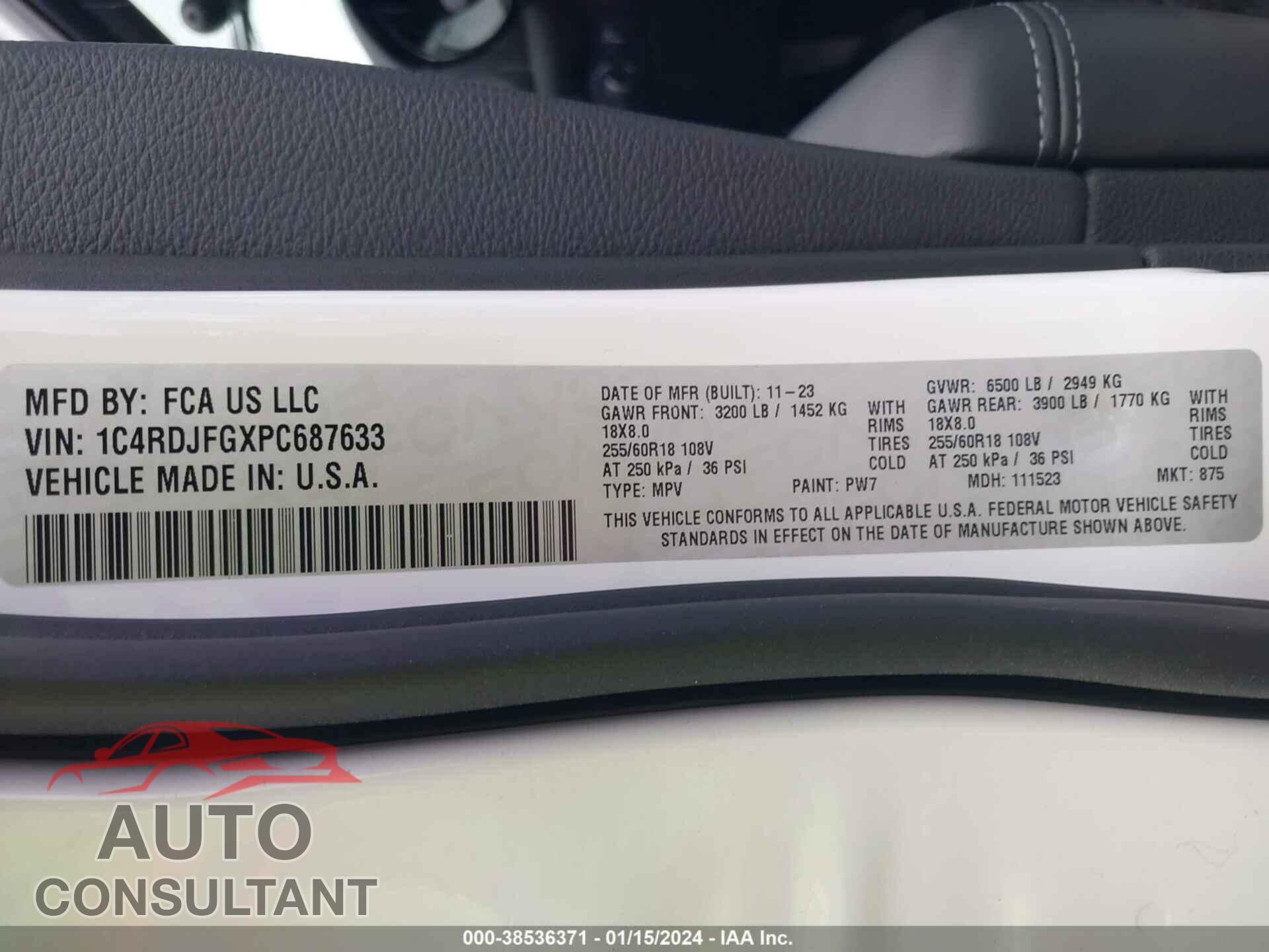 DODGE DURANGO 2023 - 1C4RDJFGXPC687633