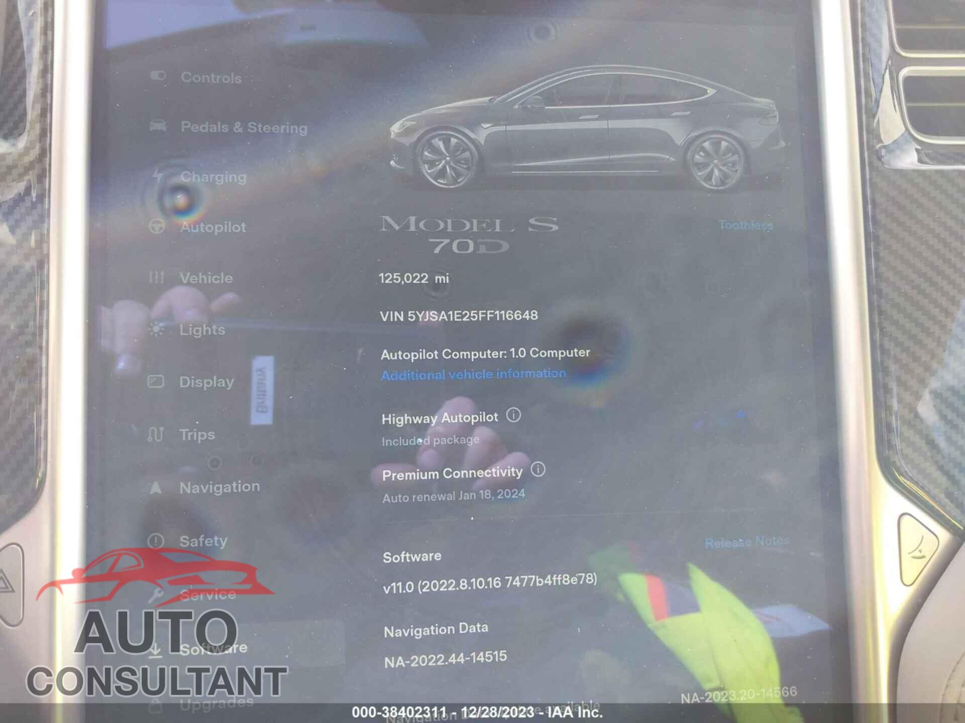 TESLA MODEL S 2015 - 5YJSA1E25FF116648