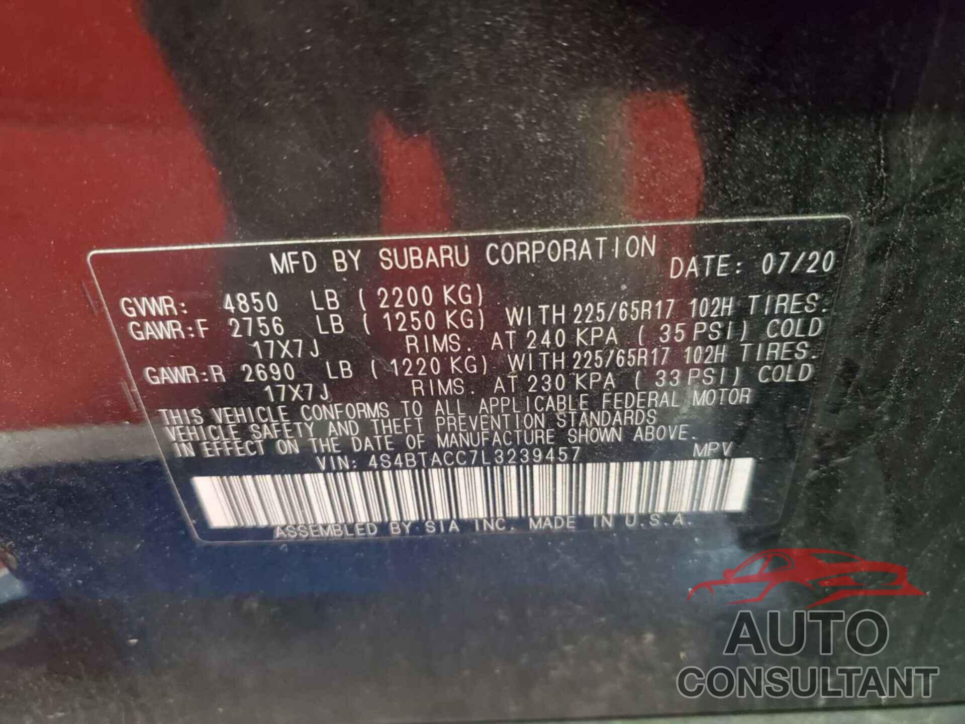 SUBARU OUTBACK 2020 - 4S4BTACC7L3239457
