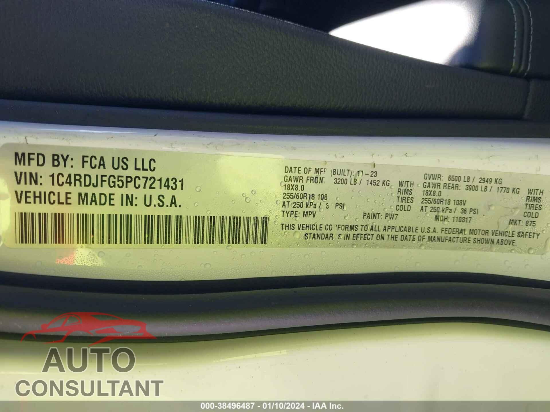 DODGE DURANGO 2023 - 1C4RDJFG5PC721431