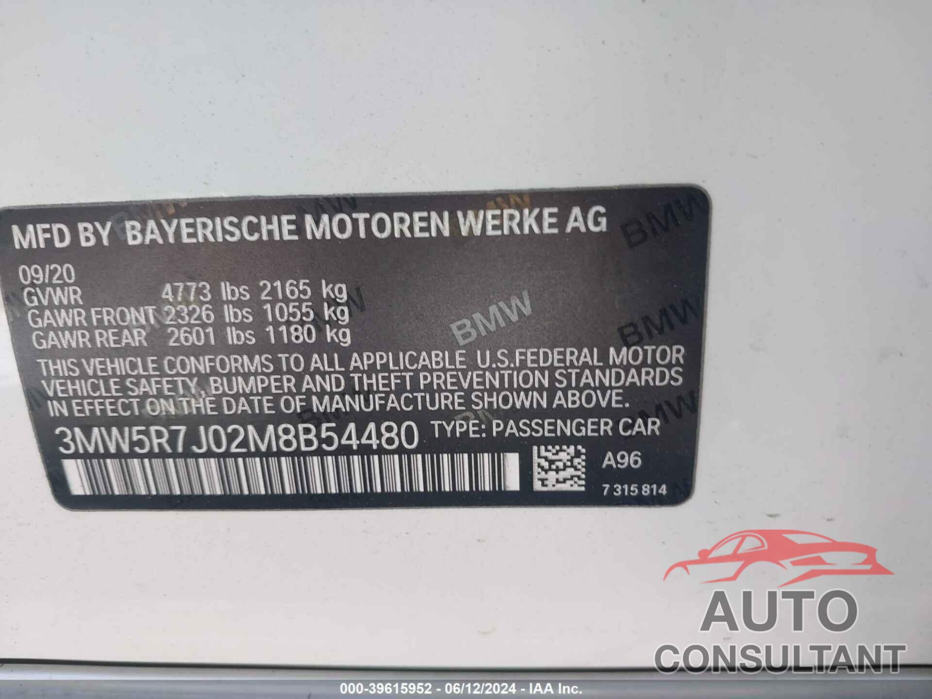 BMW 330I 2021 - 3MW5R7J02M8B54480