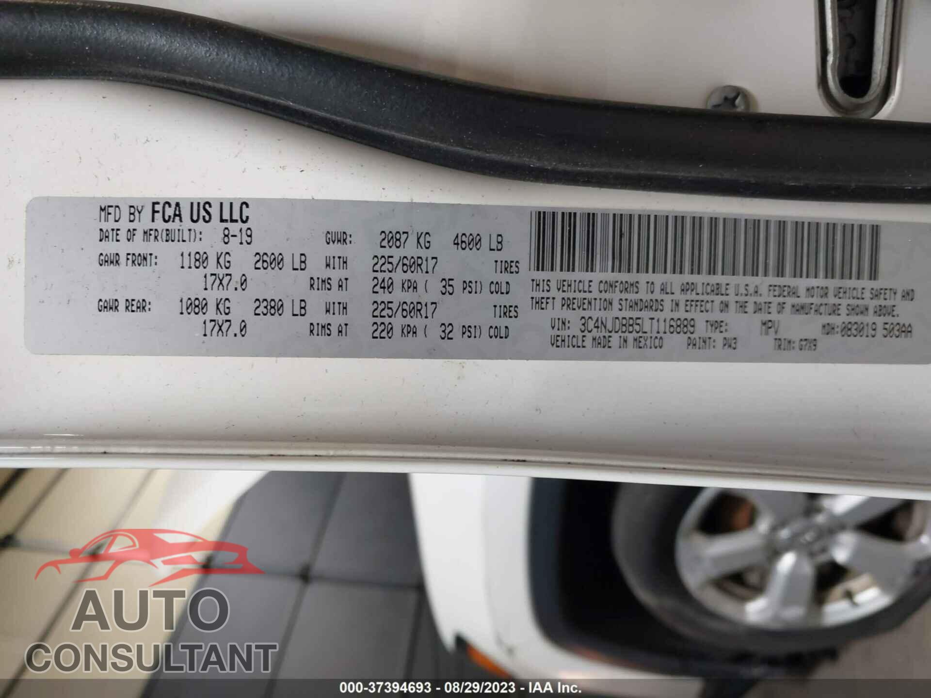 JEEP COMPASS 2020 - 3C4NJDBB5LT116889