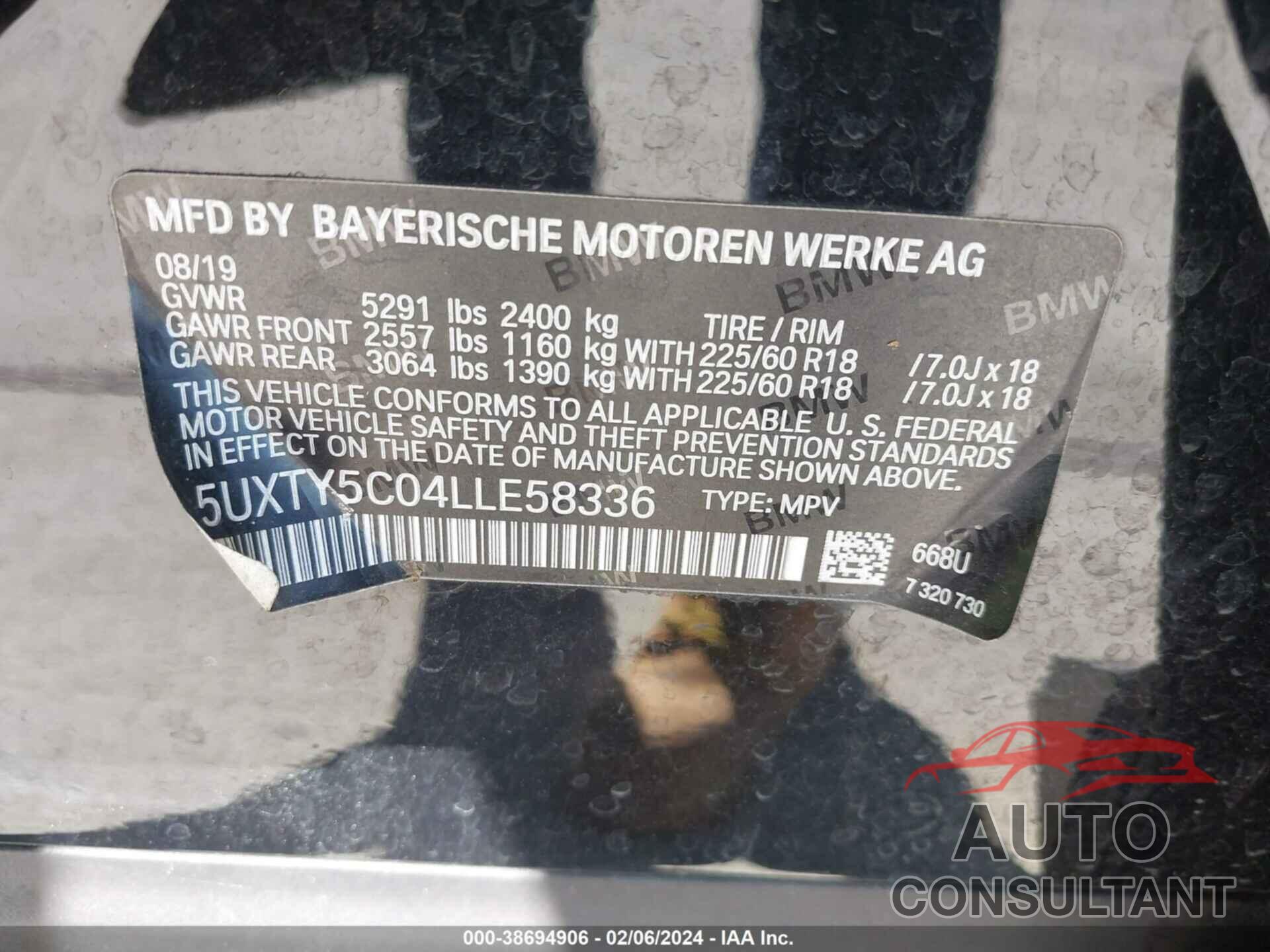 BMW X3 2020 - 5UXTY5C04LLE58336