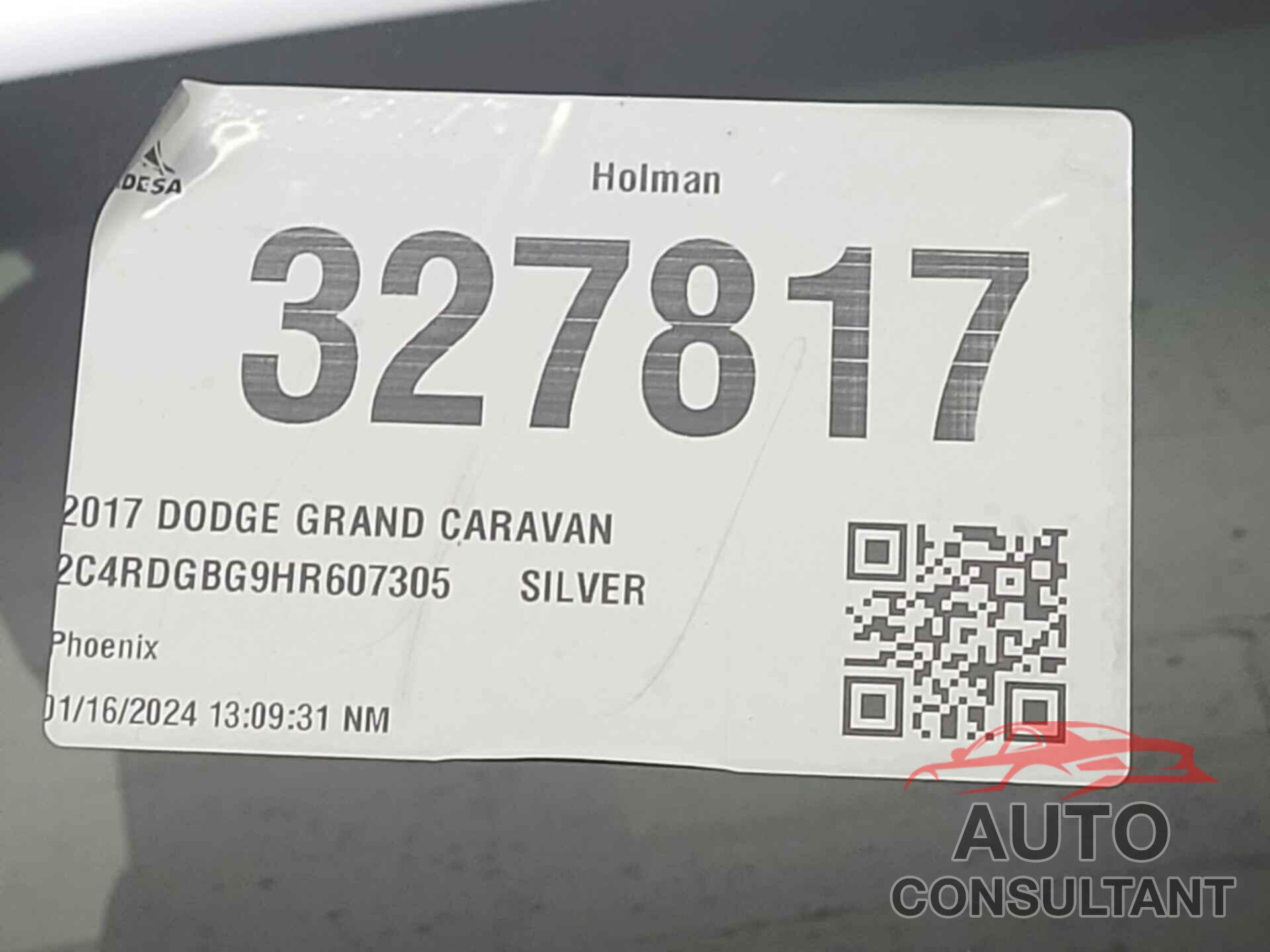 DODGE GRAND CARAVAN 2017 - 2C4RDGBG9HR607305