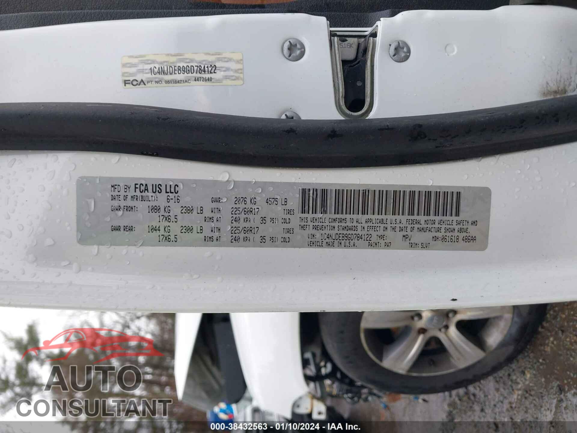 JEEP COMPASS 2016 - 1C4NJDEB9GD784122