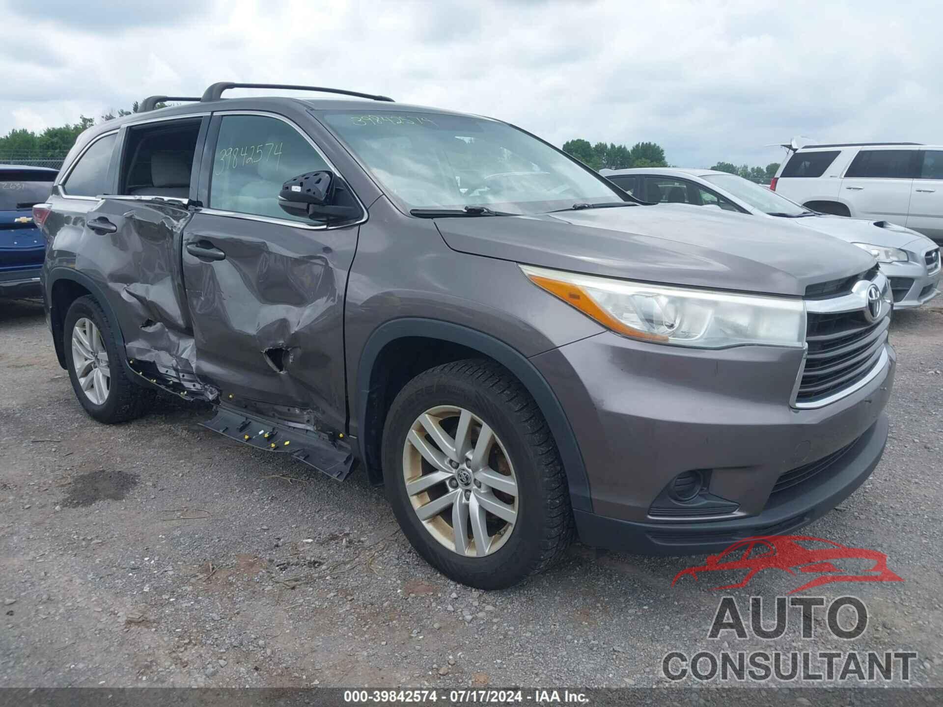 TOYOTA HIGHLANDER 2016 - 5TDBKRFH9GS263812