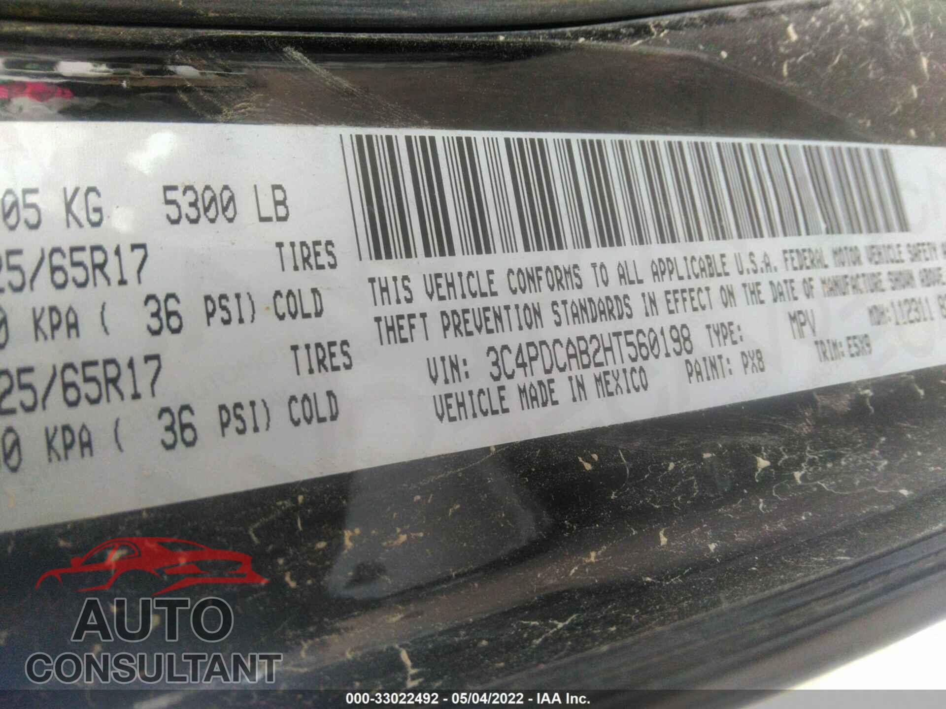 DODGE JOURNEY 2017 - 3C4PDCAB2HT560198