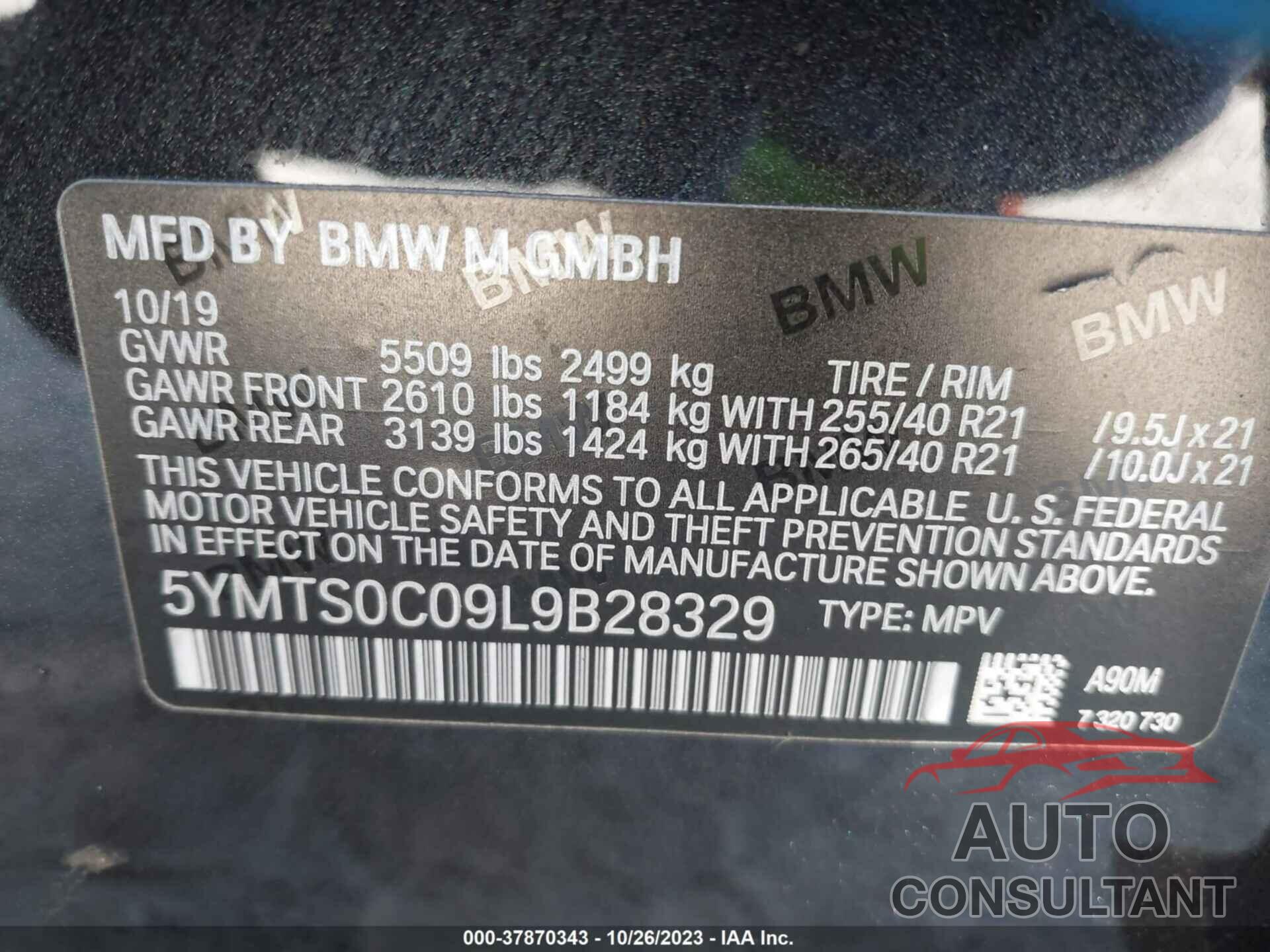 BMW X3 M 2020 - 5YMTS0C09L9B28329