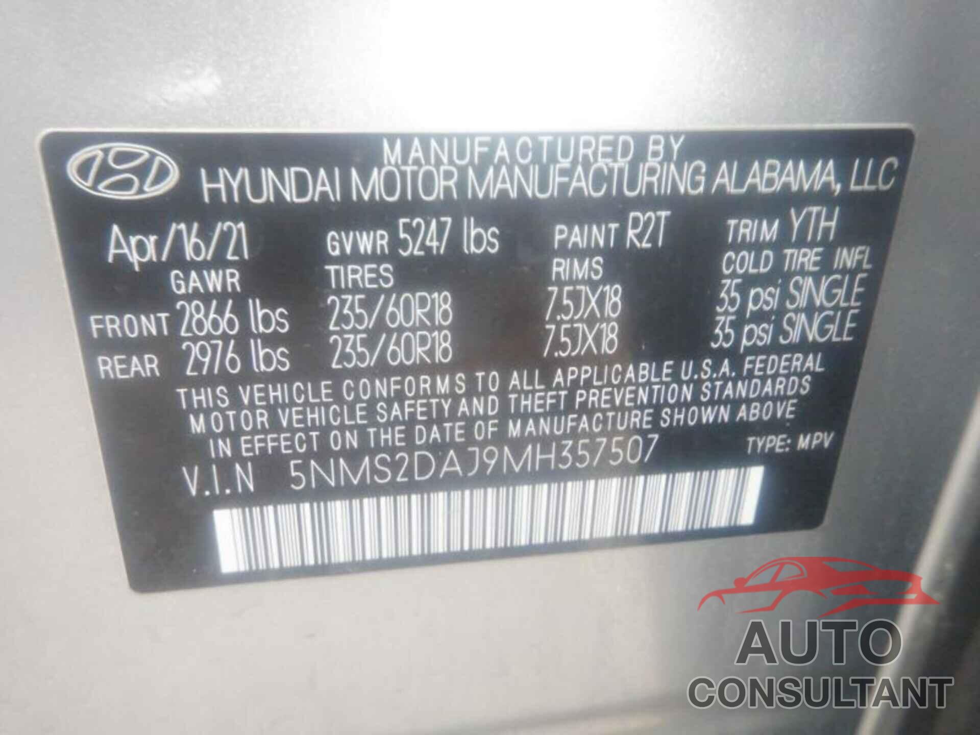 HYUNDAI SANTA FE 2021 - 5NMS2DAJ9MH357507