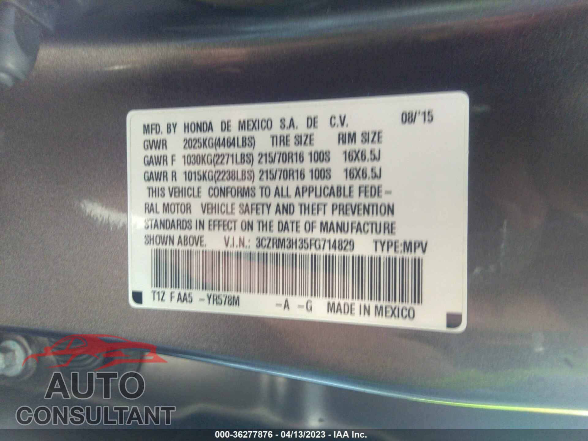 HONDA CR-V 2015 - 3CZRM3H35FG714829