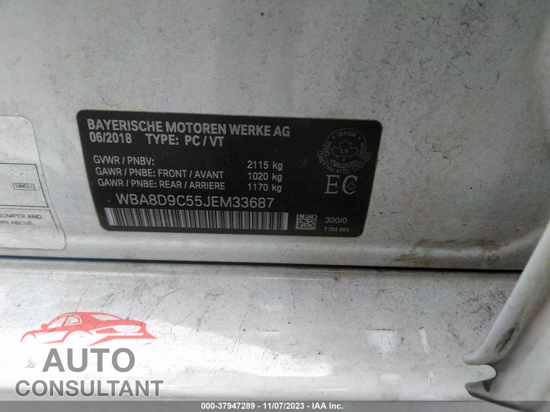 BMW 3 SERIES 2018 - WBA8D9C55JEM33687