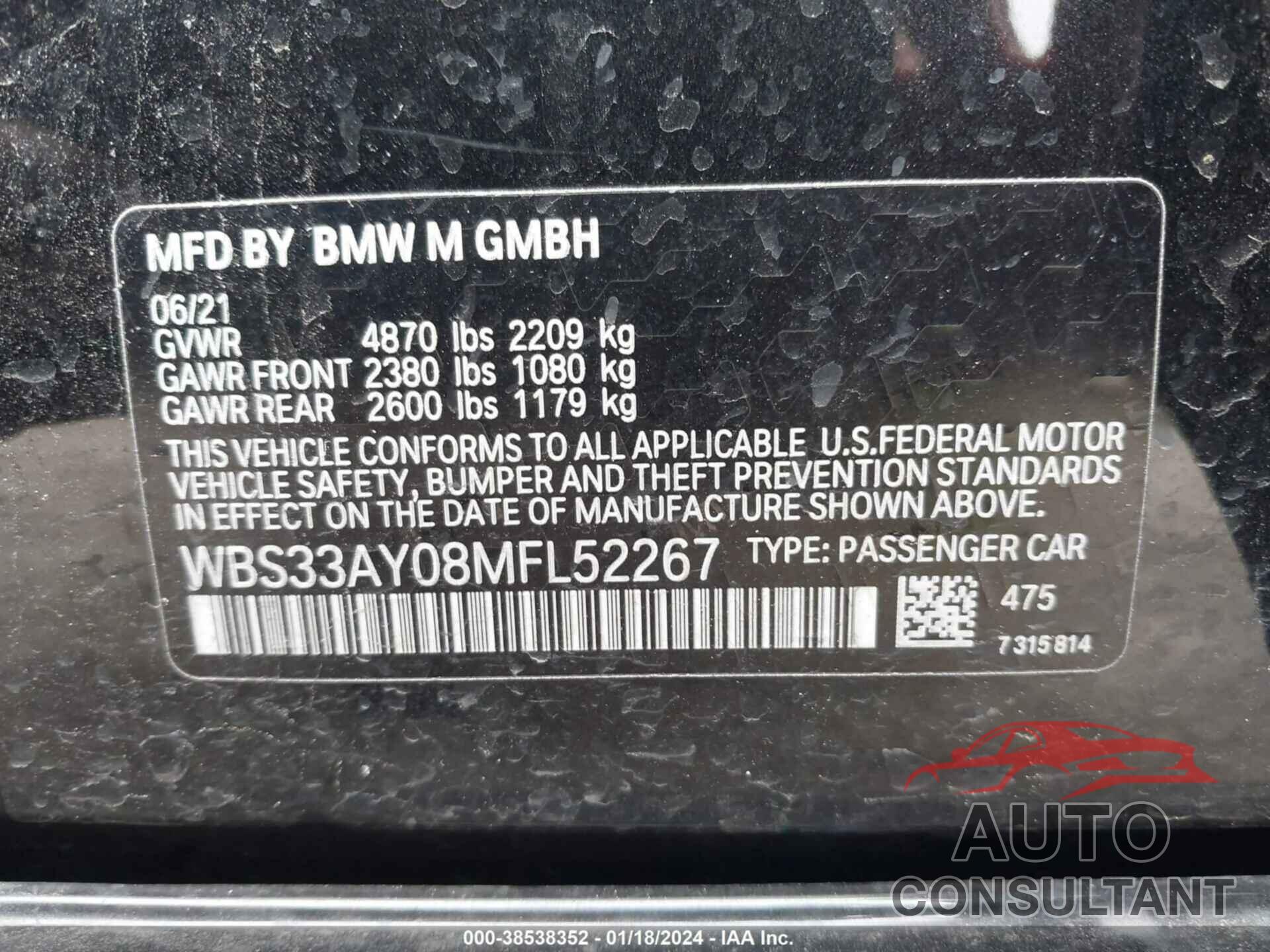 BMW M3 2021 - WBS33AY08MFL52267