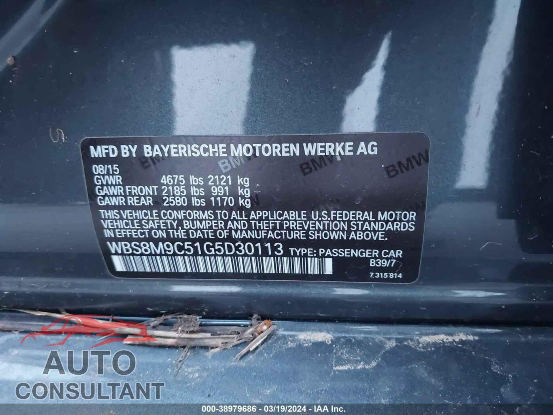 BMW M3 2016 - WBS8M9C51G5D30113