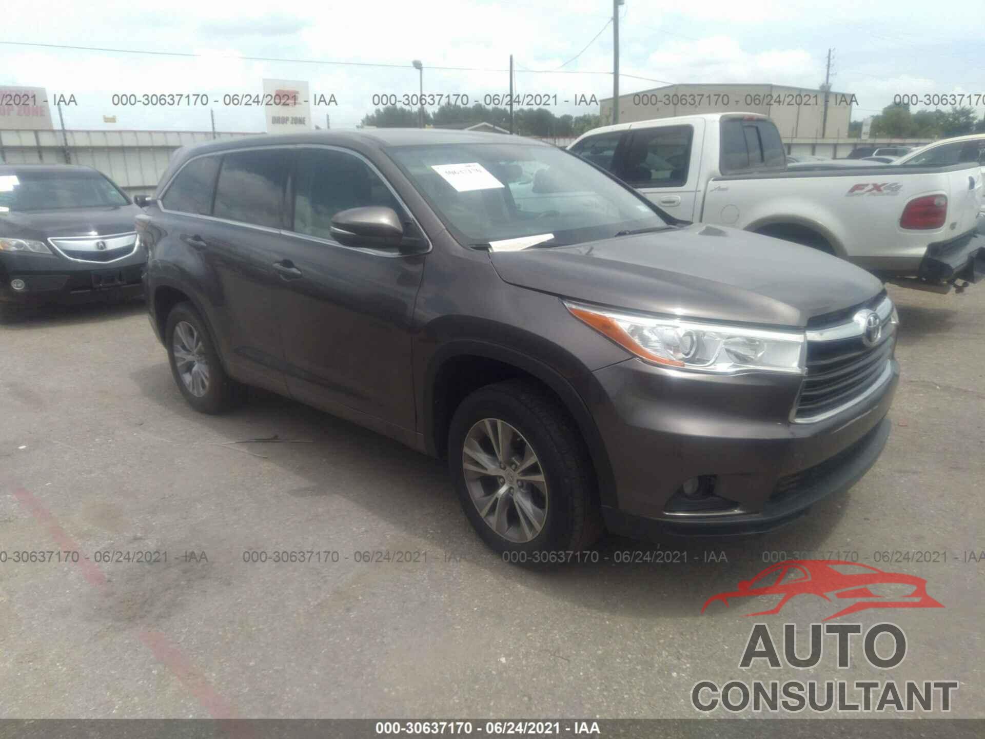 TOYOTA HIGHLANDER 2016 - 5TDZKRFH2GS138584