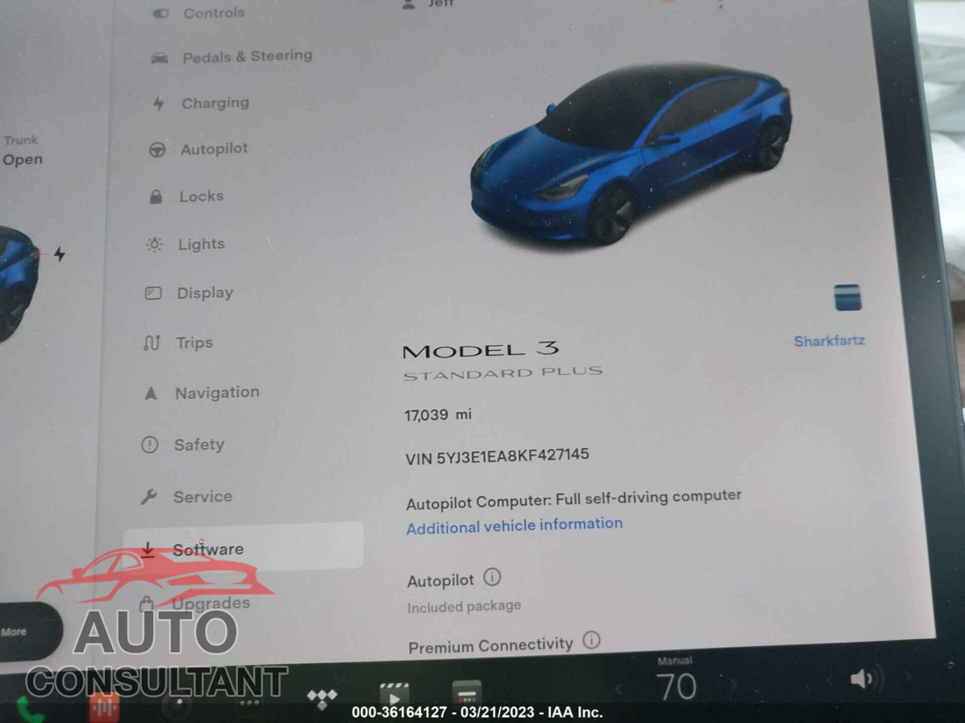TESLA MODEL 3 2019 - 5YJ3E1EA8KF427145