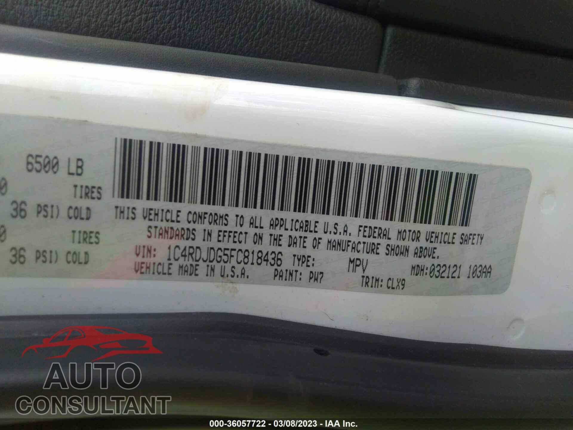 DODGE DURANGO 2015 - 1C4RDJDG5FC818436