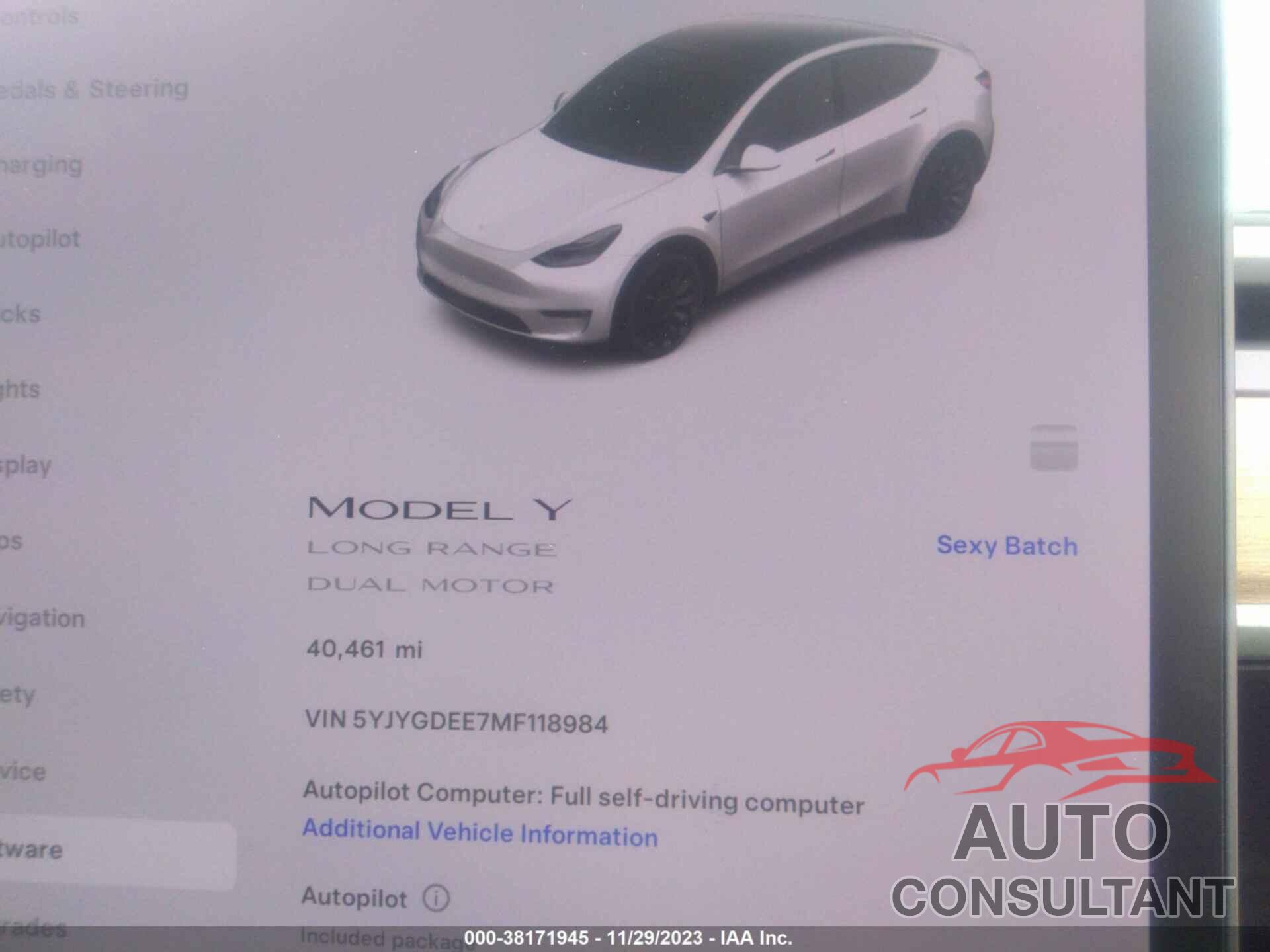 TESLA MODEL Y 2021 - 5YJYGDEE7MF118984