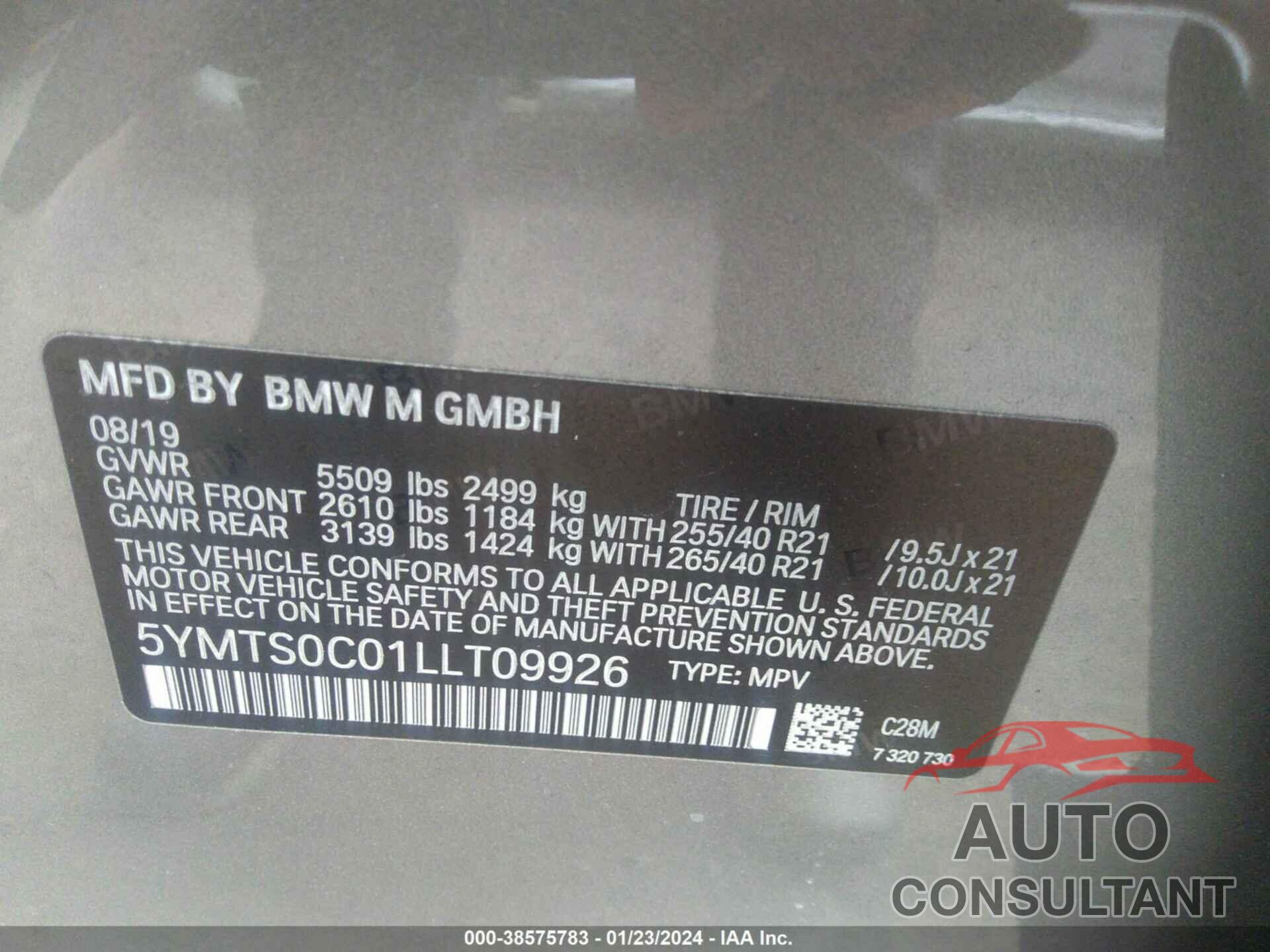 BMW X3 M 2020 - 5YMTS0C01LLT09926