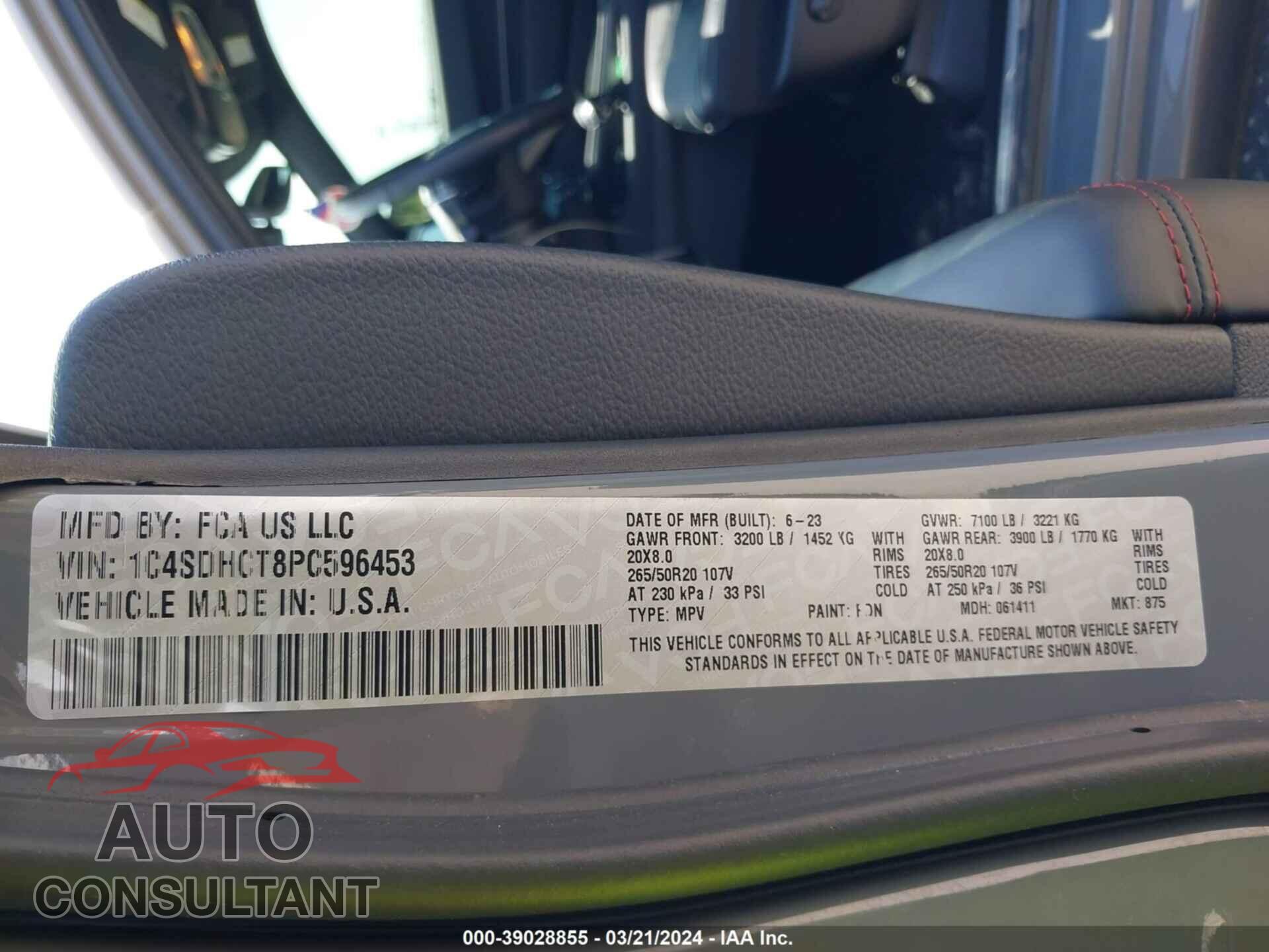 DODGE DURANGO 2023 - 1C4SDHCT8PC596453